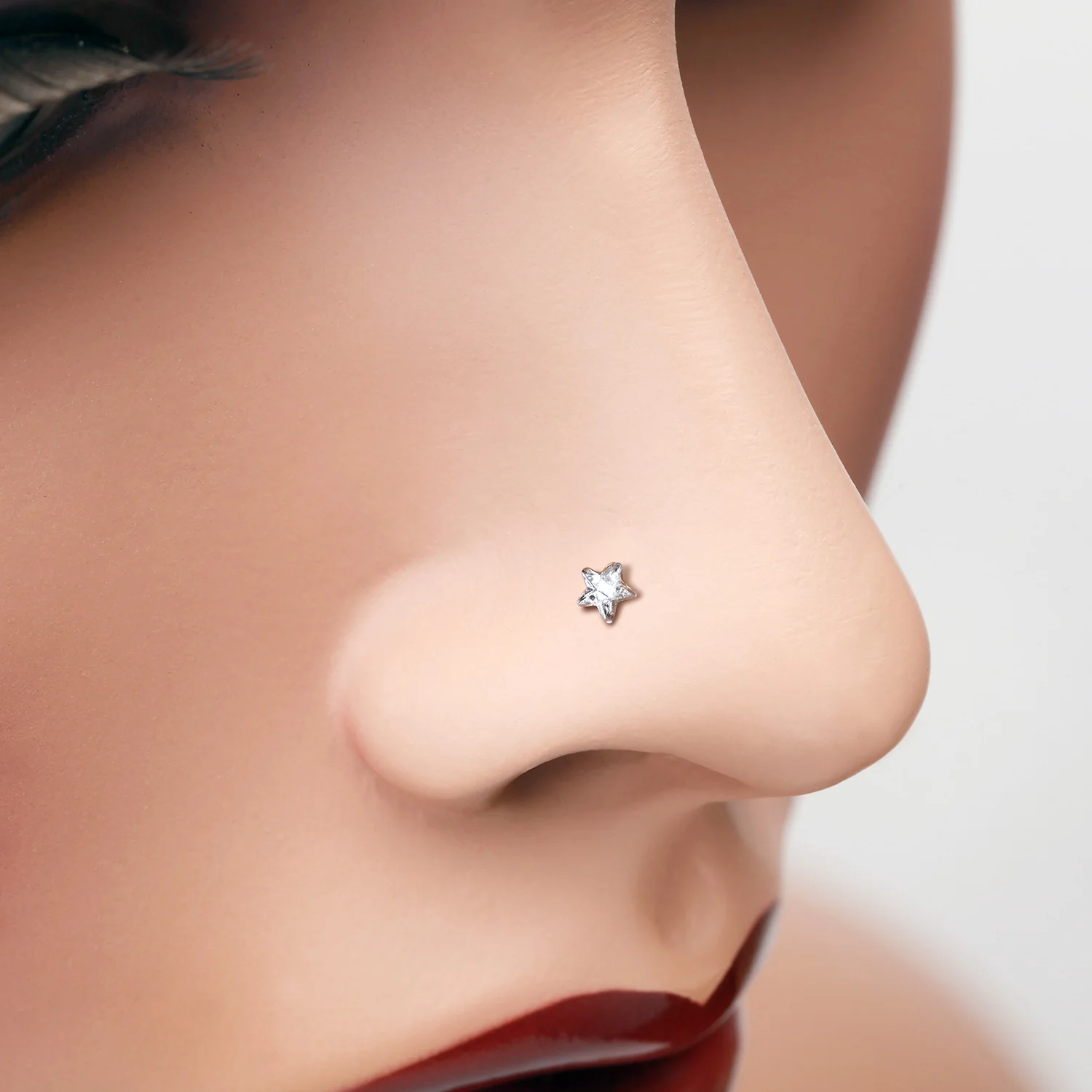 Golden Star Sparkle Nose Stud Ring - Image 2