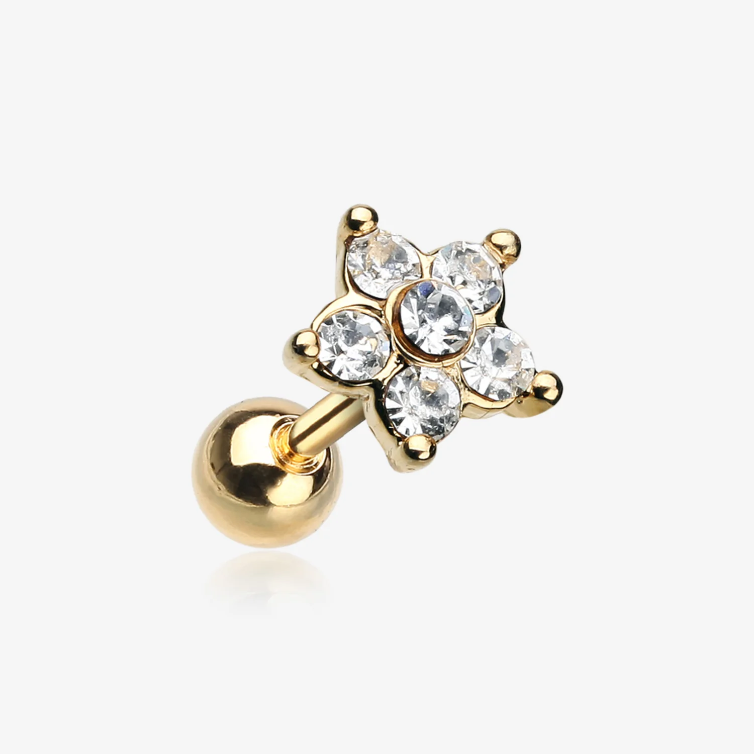 Golden Starburst Sparkle Flower Cartilage Tragus Earring