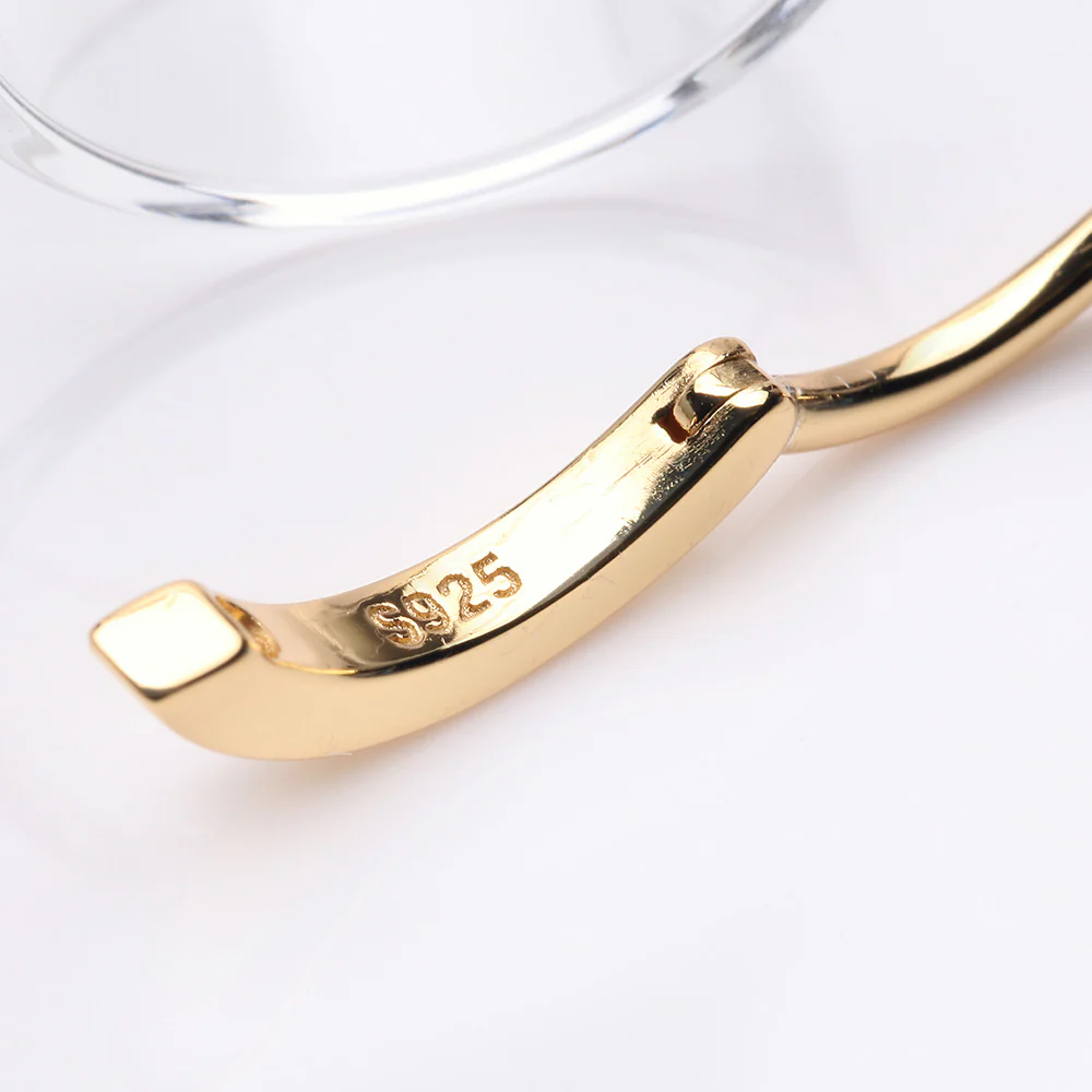 Golden Sterling Silver Minimalist Curved Bar Belly Clicker - Image 4