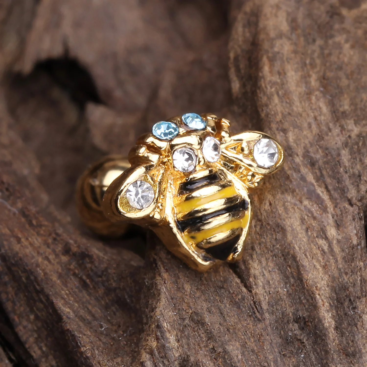 Golden Sweet Bumble Bee Cartilage Tragus Earring - Image 2