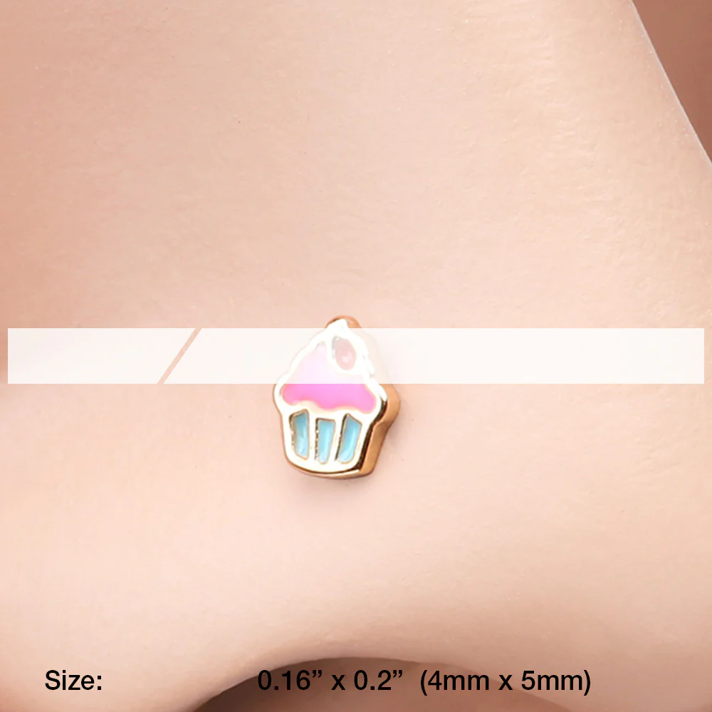 Golden Sweet Lil Cupcake Nose Stud Ring - Image 3
