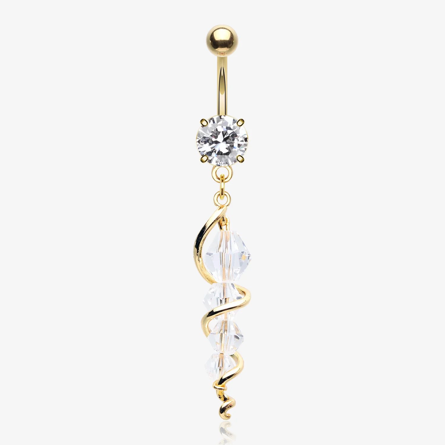 Golden Swirly Sparkle Spiral Chandelier Belly Button Ring