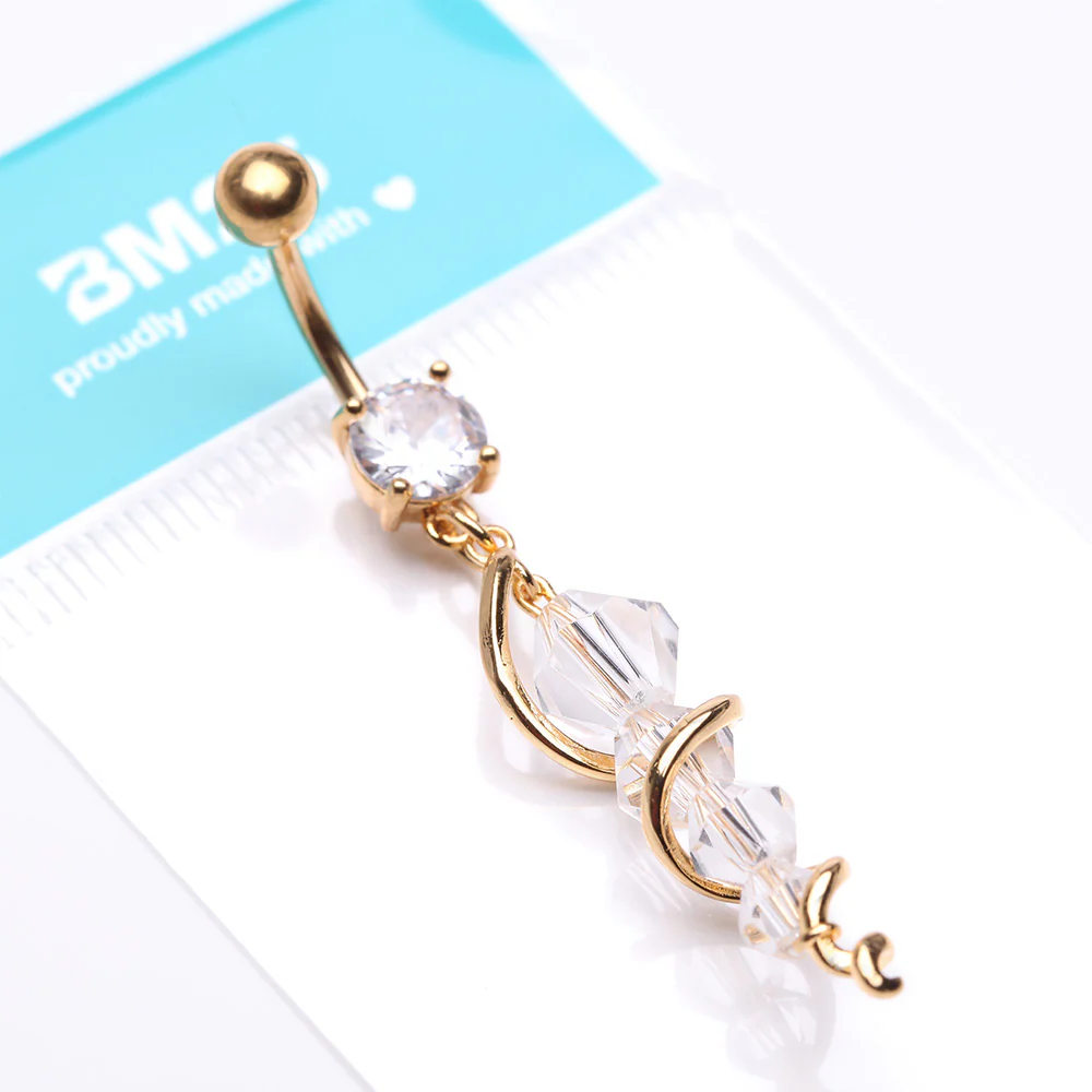 Golden Swirly Sparkle Spiral Chandelier Belly Button Ring - Image 5