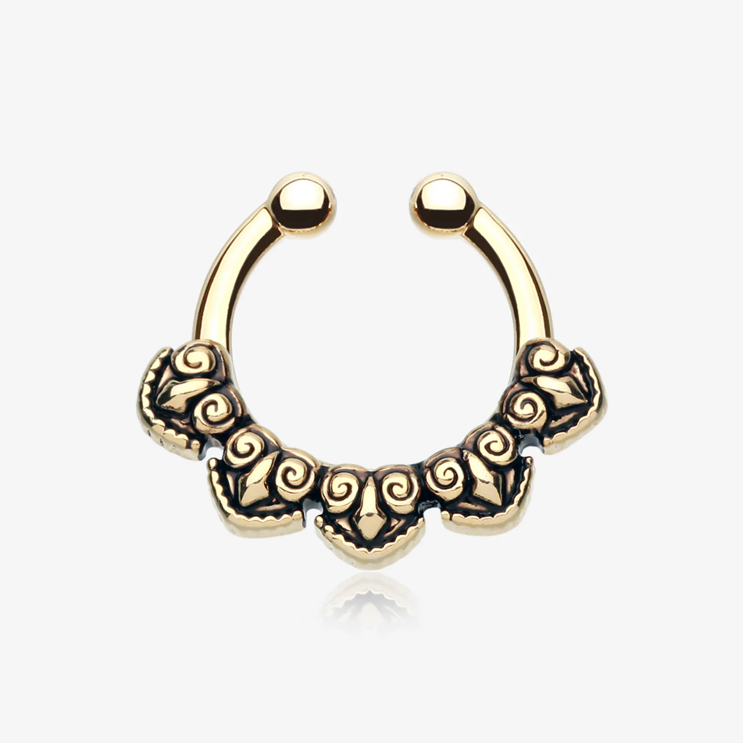 Golden Tribal Penta Fake Septum Clip-On Ring
