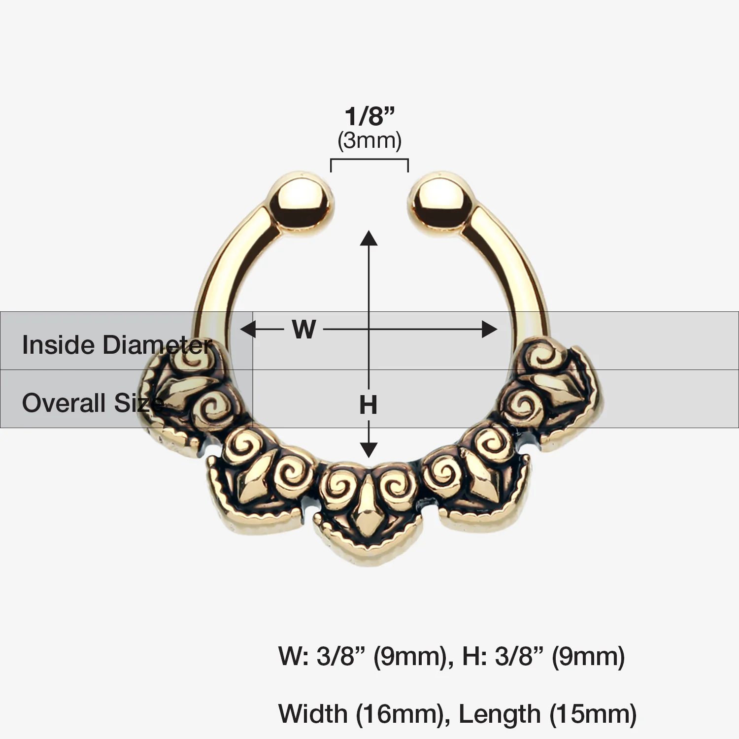 Golden Tribal Penta Fake Septum Clip-On Ring - Image 2