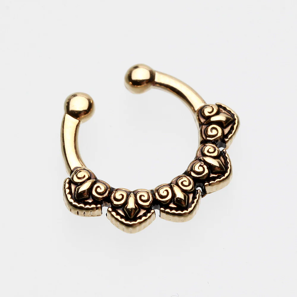 Golden Tribal Penta Fake Septum Clip-On Ring - Image 3