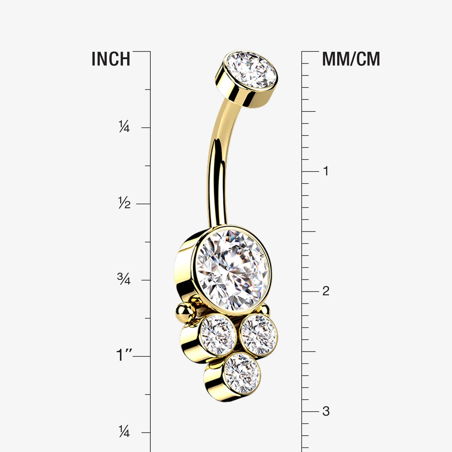 Golden Trinity Bali Sparkle Internally Threaded Belly Button Ring - Image 2
