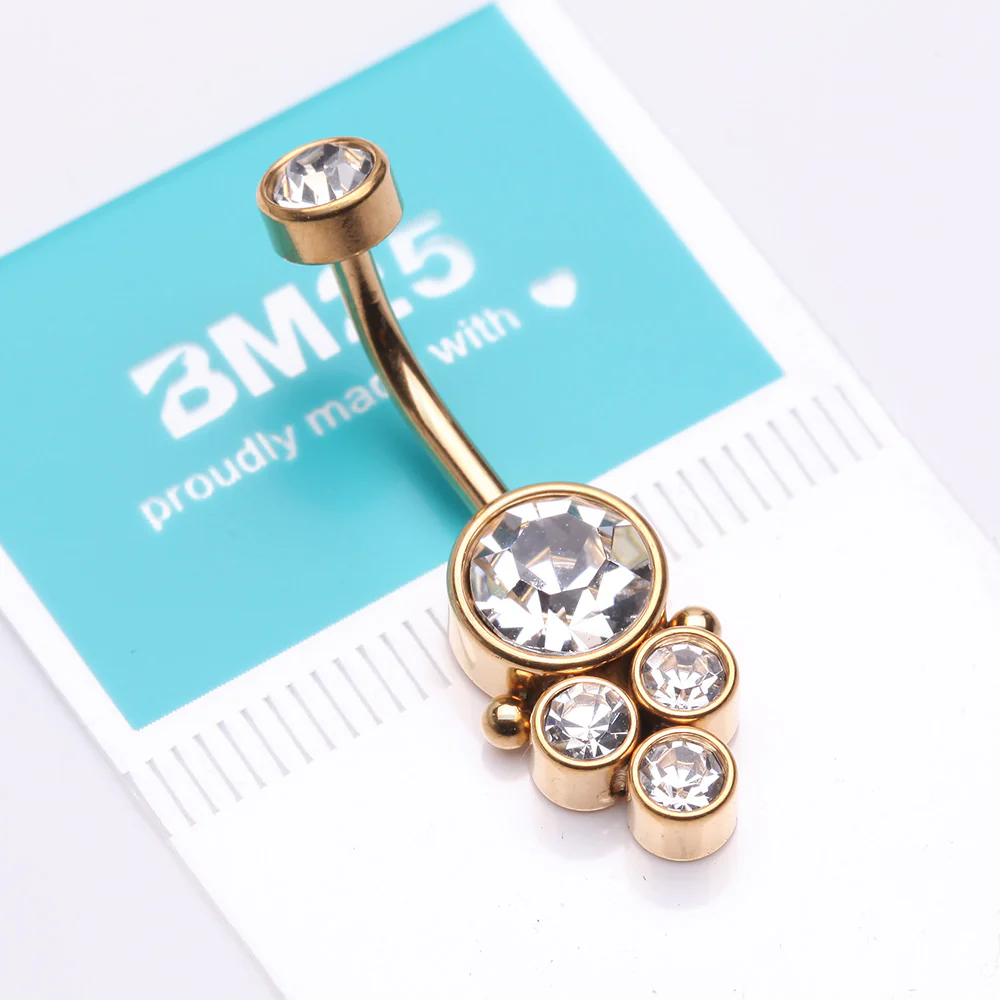 Golden Trinity Bali Sparkle Internally Threaded Belly Button Ring - Image 4