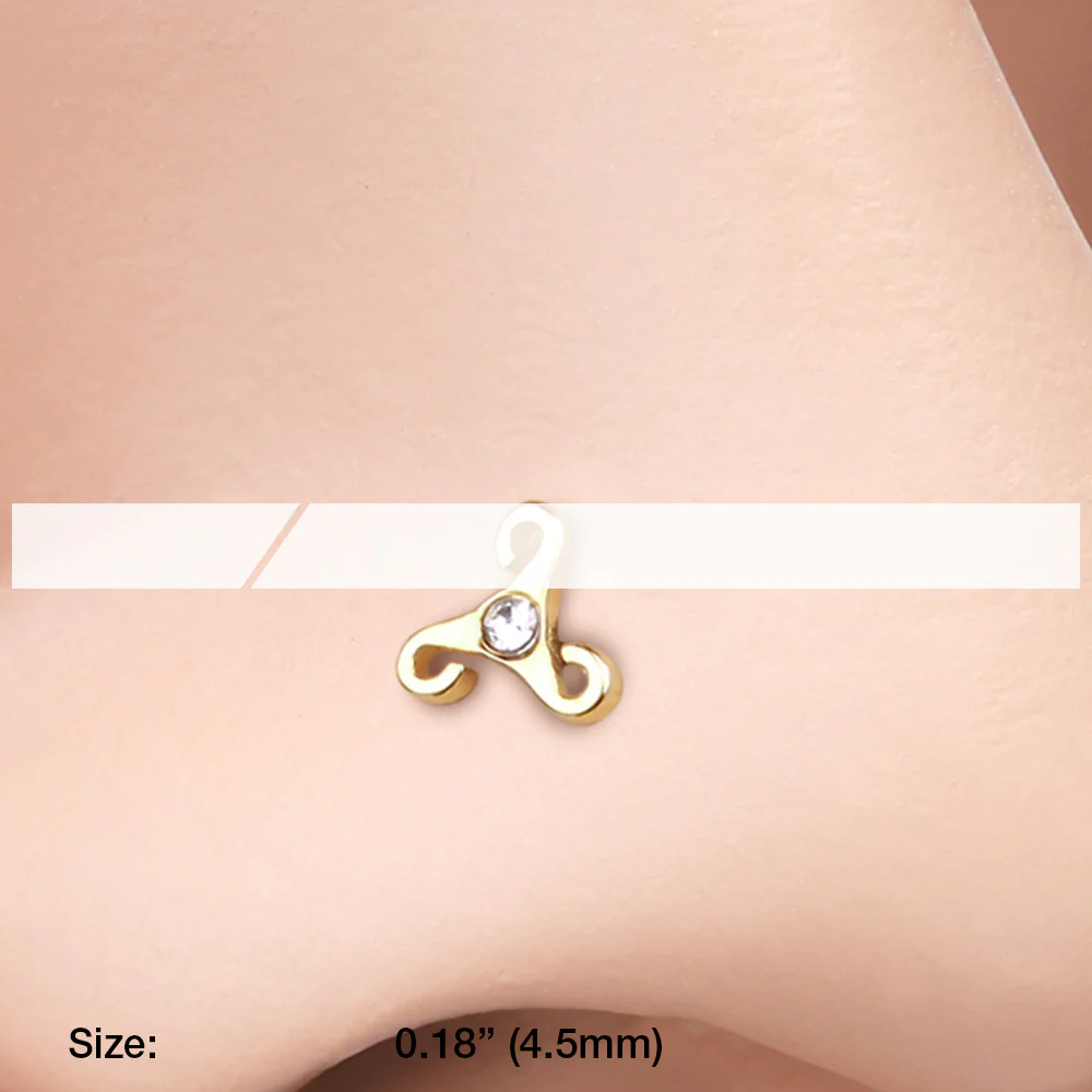 Golden Trinity Icon Sparkle Nose Stud Ring - Image 3