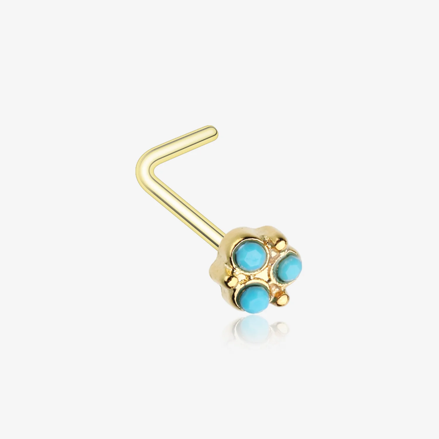 Golden Trinity Turquoise L-Shaped Nose Ring