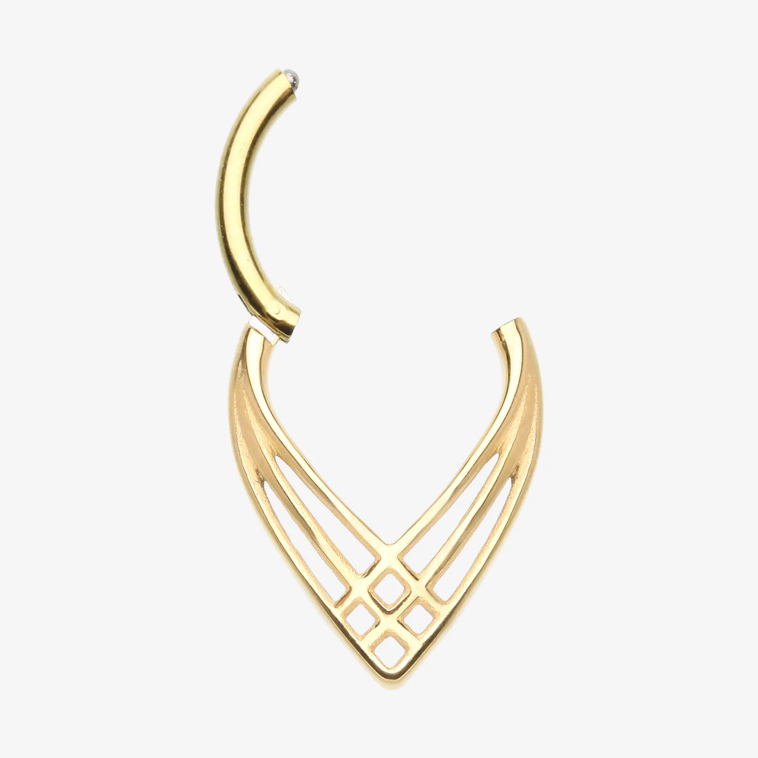 Golden Triple Cross Weave Clicker Hoop Ring - Image 2