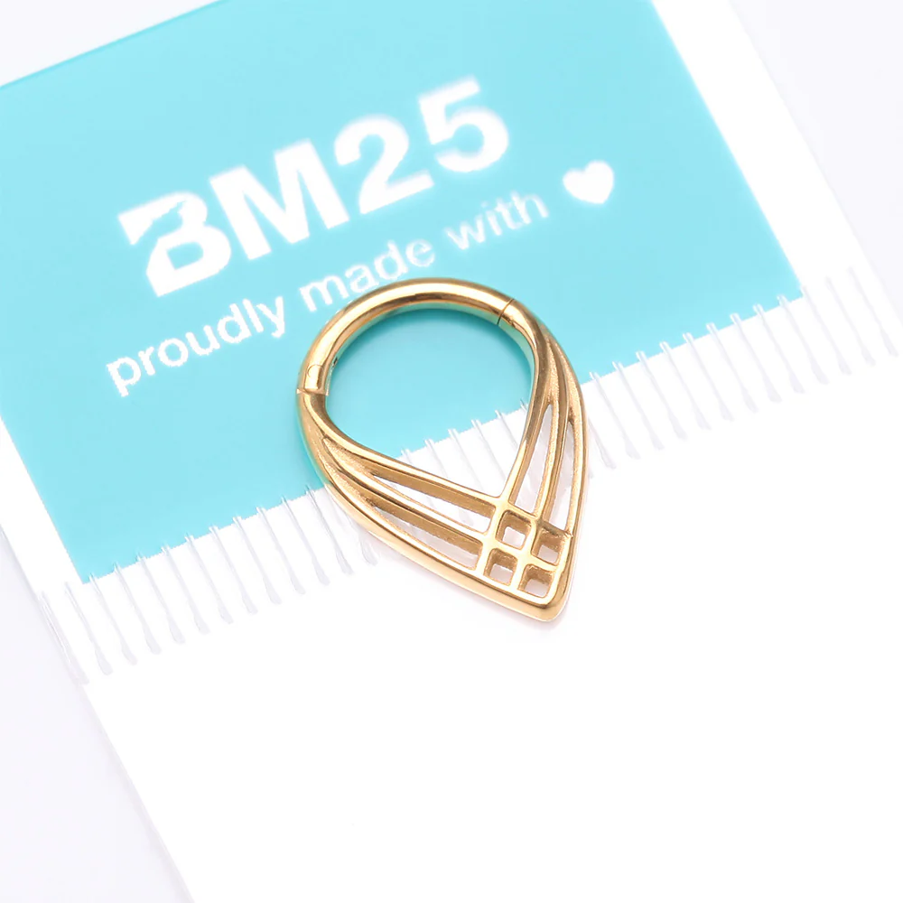 Golden Triple Cross Weave Clicker Hoop Ring - Image 5