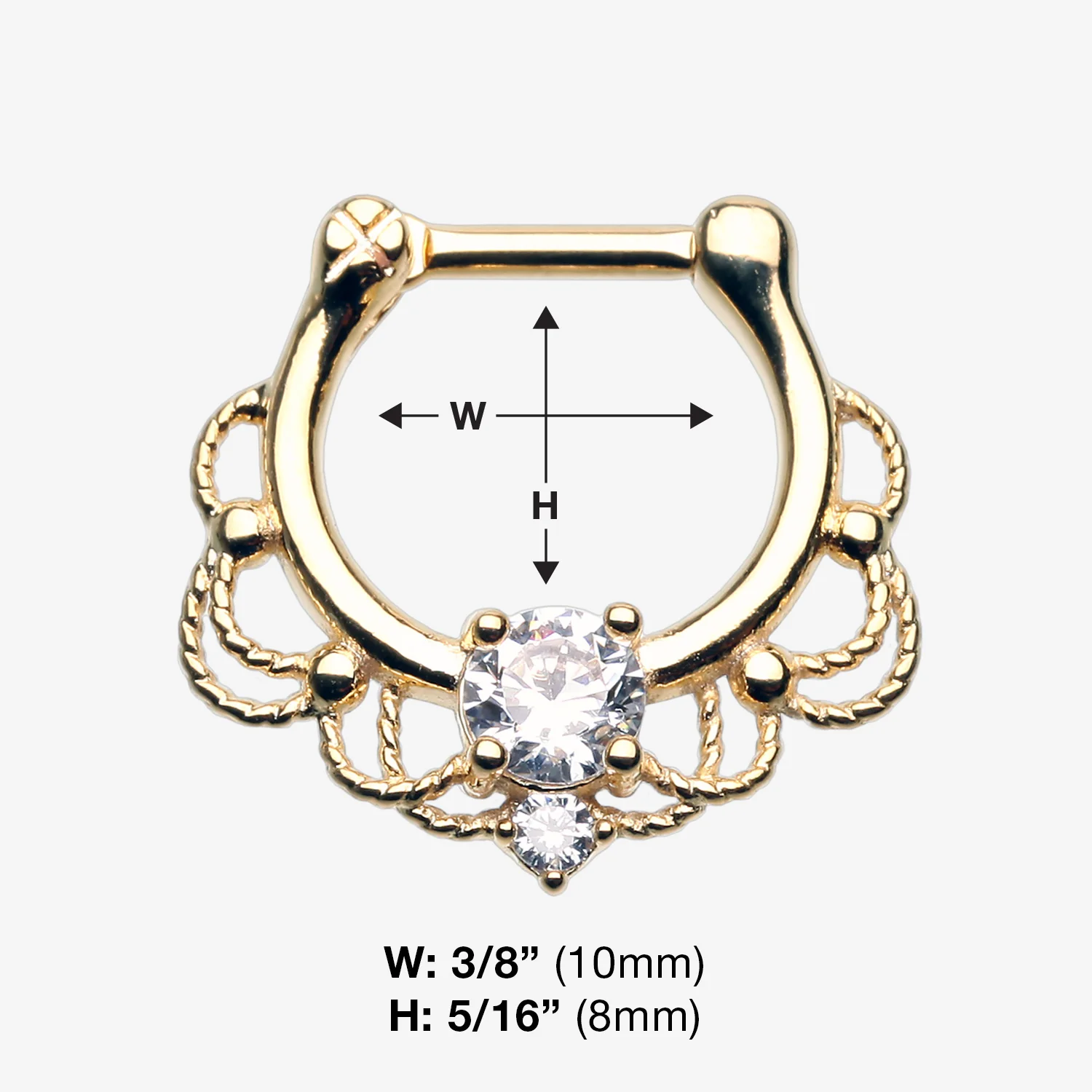 Golden Turan Sparkle Septum Clicker Ring - Image 2