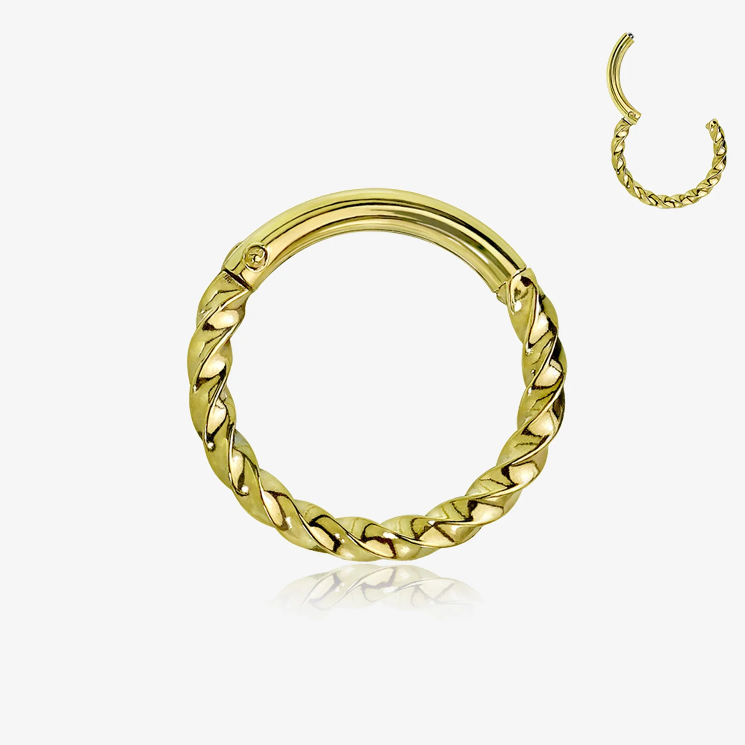 Golden Twisted Metal Seamless Clicker Hoop Ring