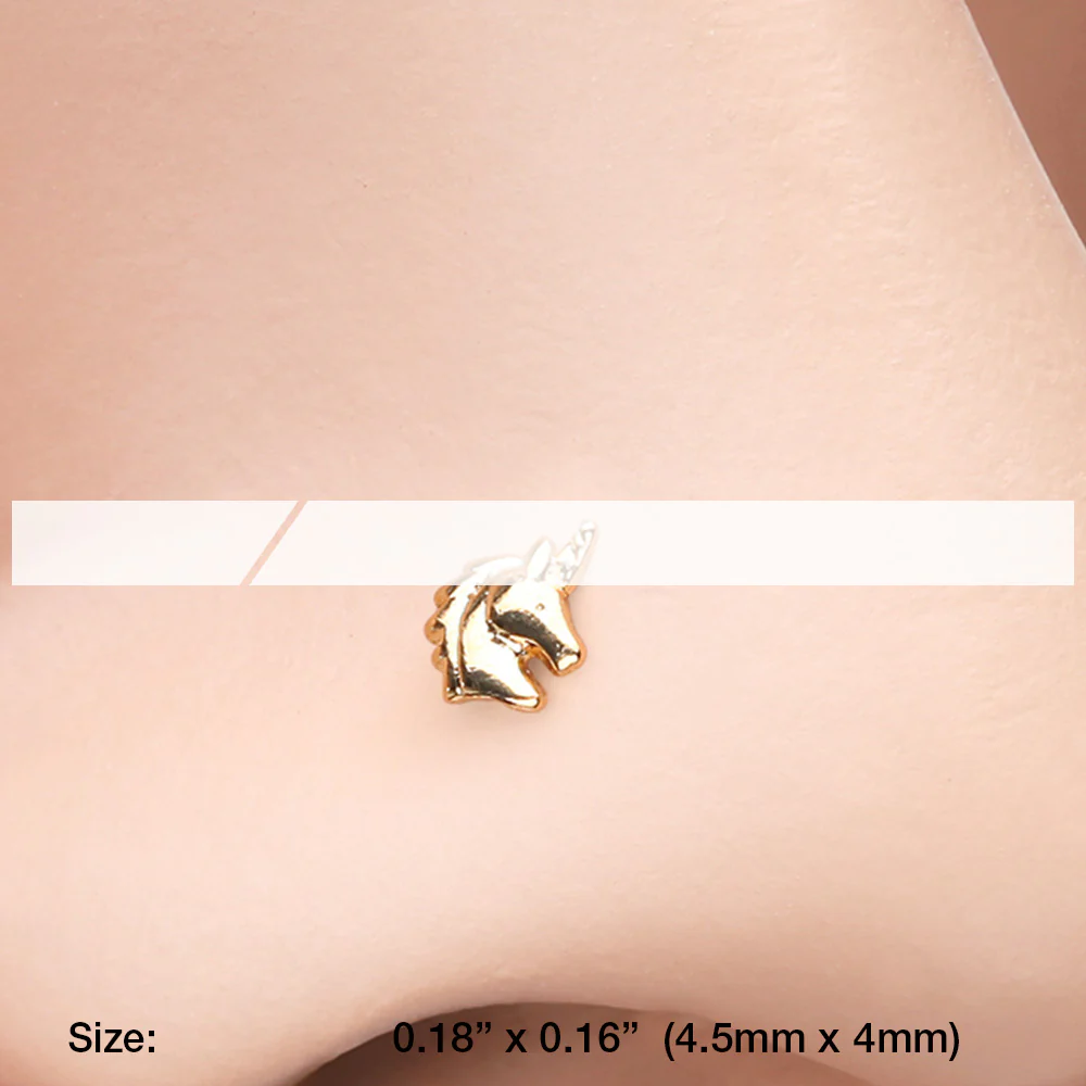 Golden Unicorn Stay Magical L-Shaped Nose Ring - Image 3