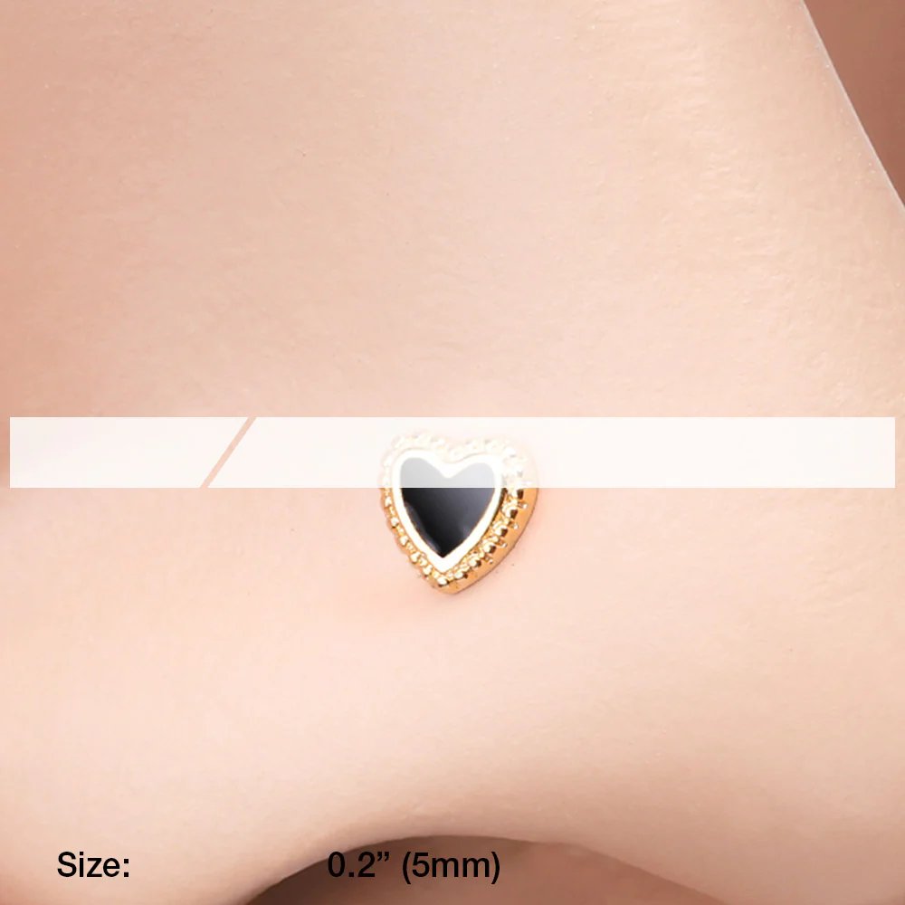 Golden Valentine Lacey Heart L-Shaped Nose Ring - Image 3