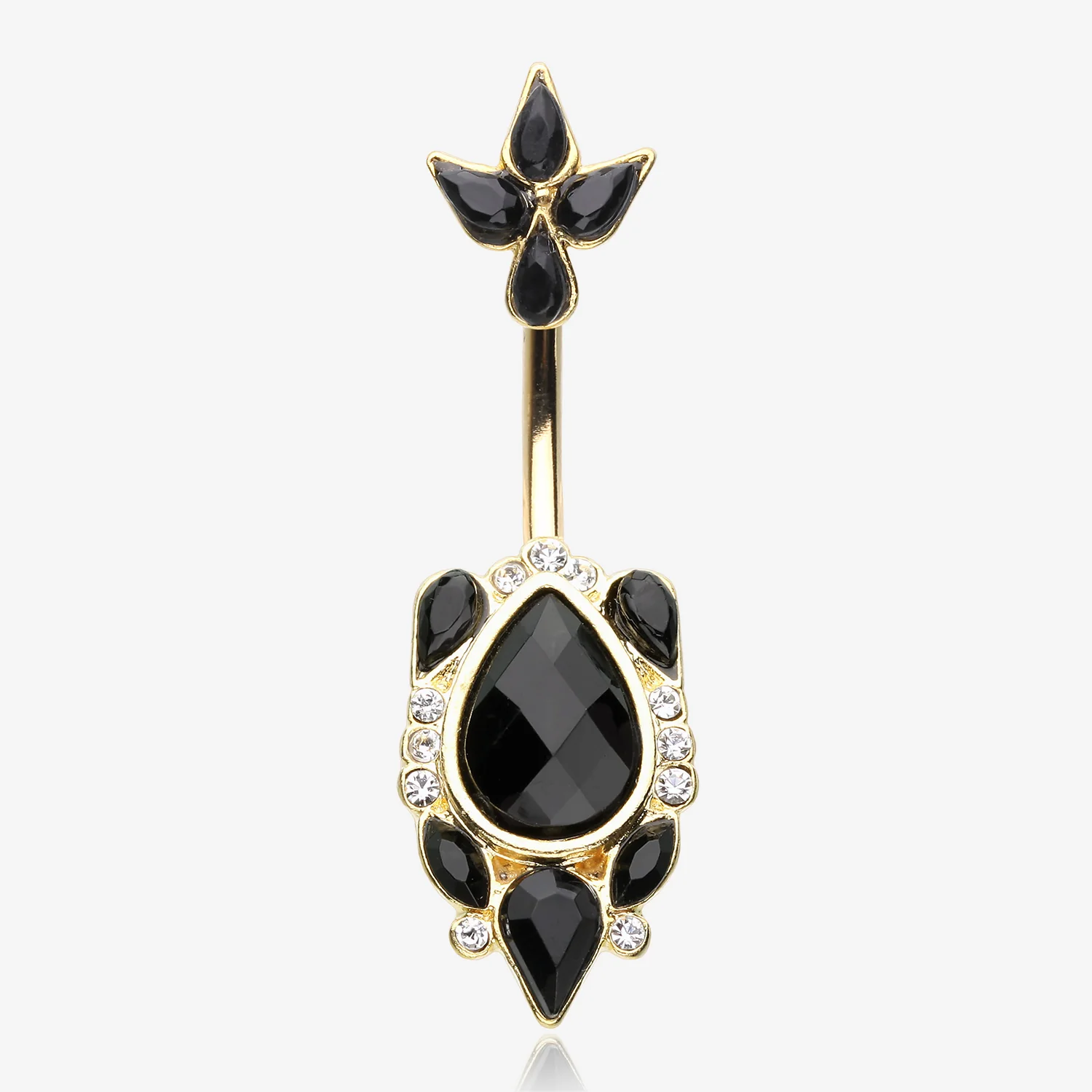 Golden Victorian Onyx Sparkle Belly Button Ring