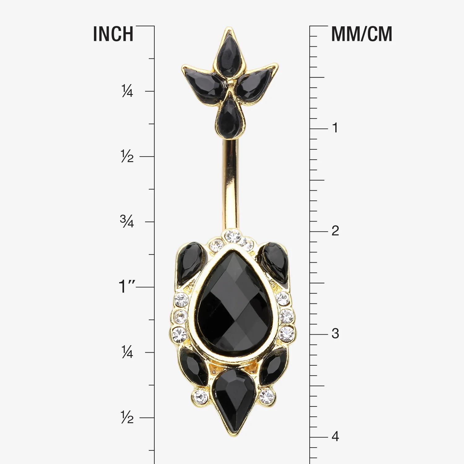 Golden Victorian Onyx Sparkle Belly Button Ring - Image 2