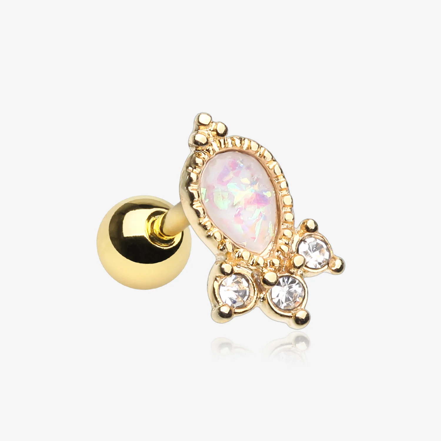 Golden Victorian Opal Sparkle Cartilage Tragus Barbell