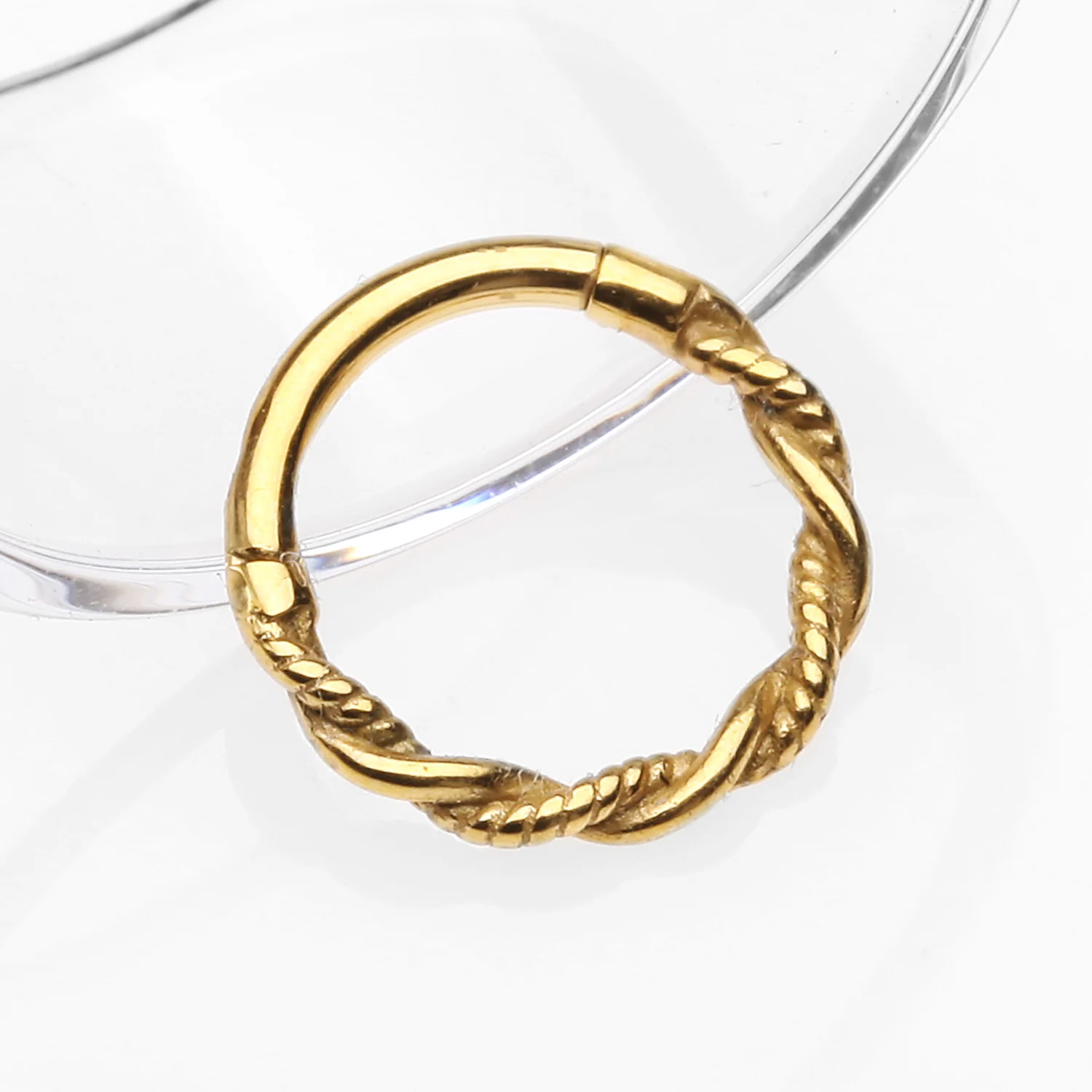 Vintage Twisted Rope Seamless Clicker Hoop Ring - Image 2