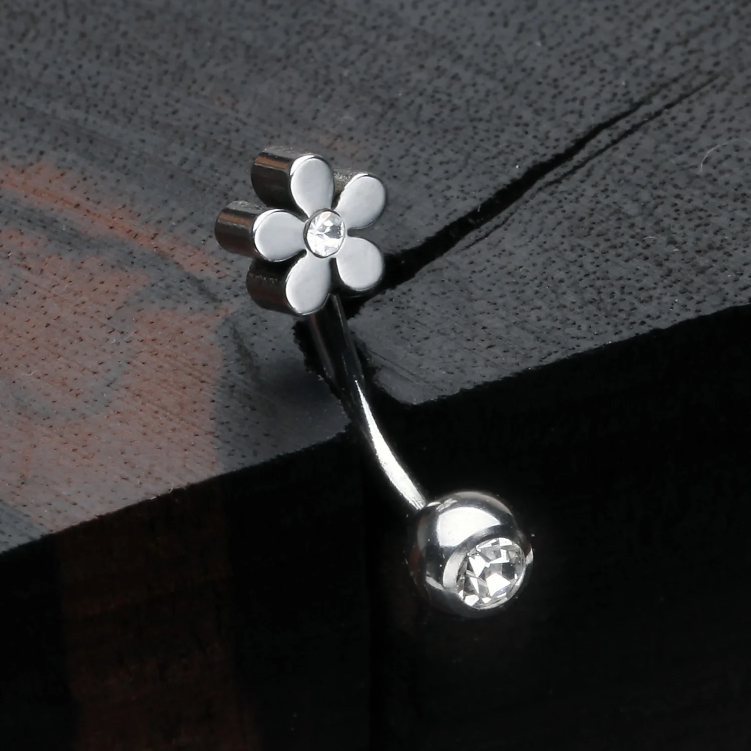 Grand Plumeria Sparkle Flower Curved Barbell - Image 2