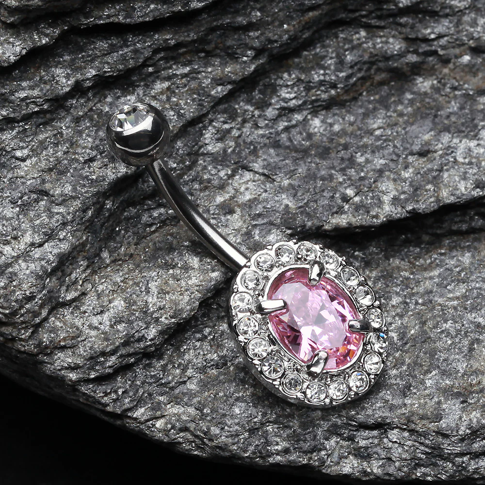 Grand Sparkle Prong Gem Belly Button Ring - Image 3