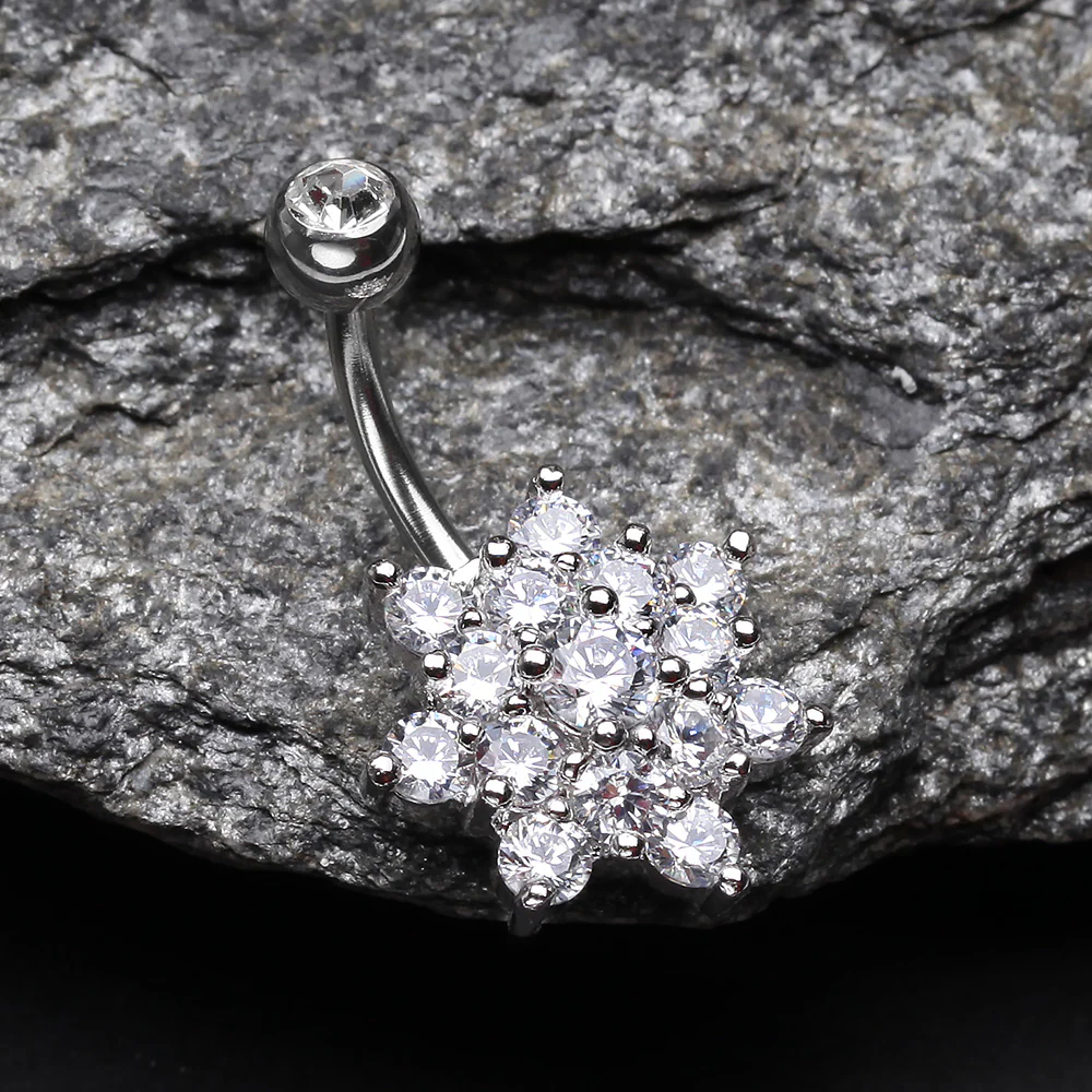 Grand Sparkle Spring Flower Belly Button Ring - Image 3
