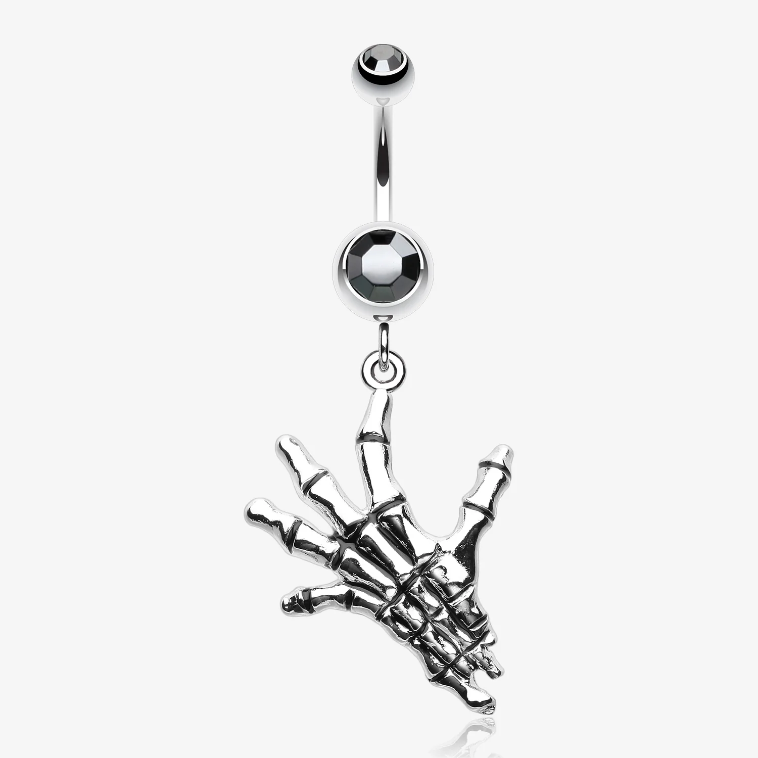 Hand of Death Skeleton Belly Button Ring