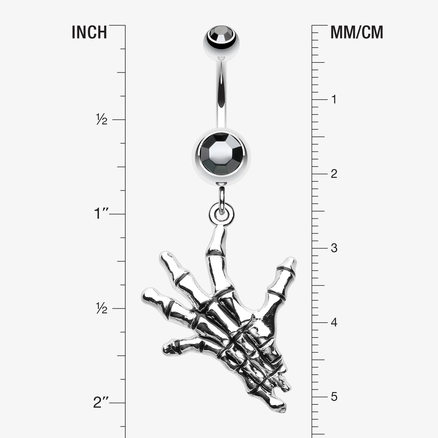 Hand of Death Skeleton Belly Button Ring - Image 2