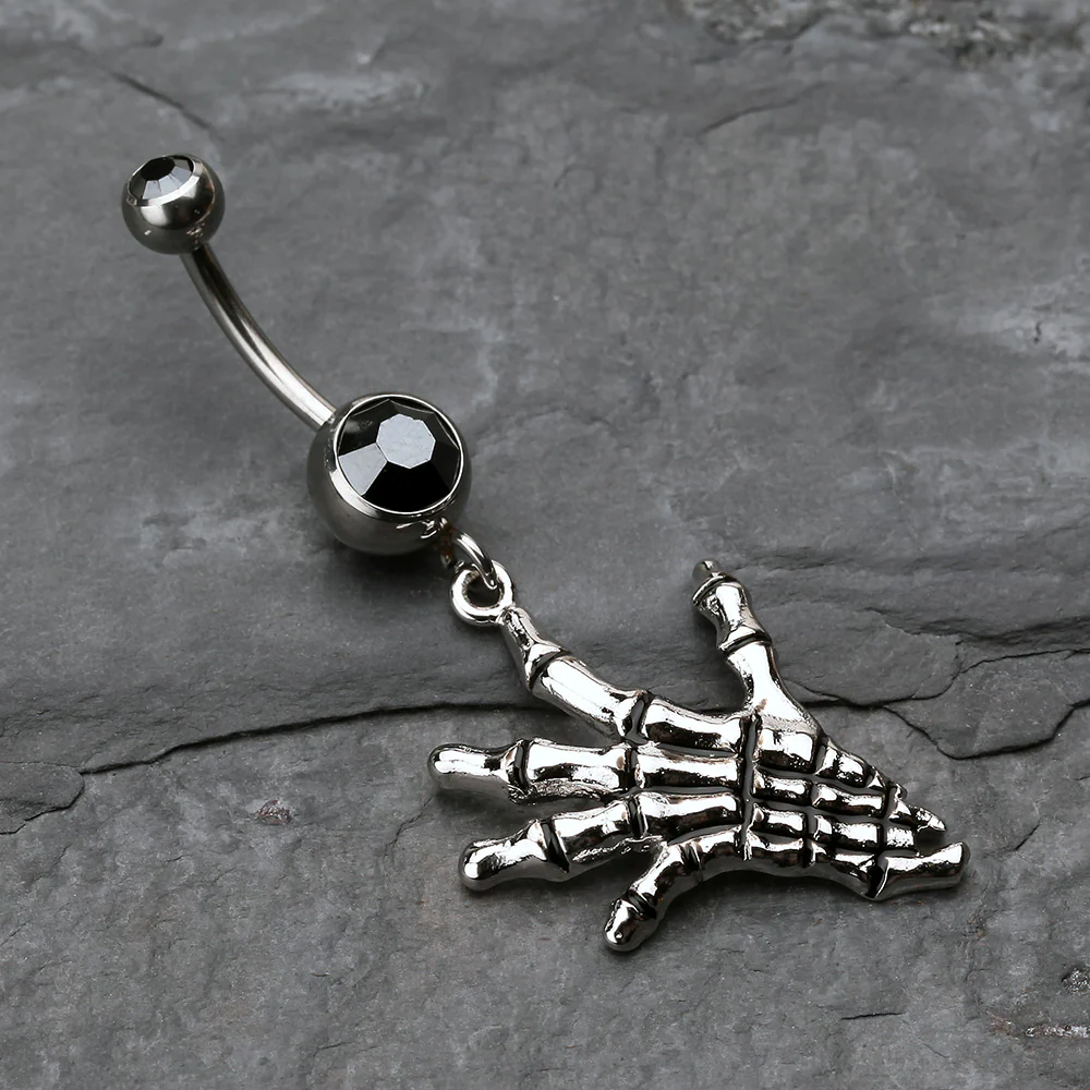 Hand of Death Skeleton Belly Button Ring - Image 3
