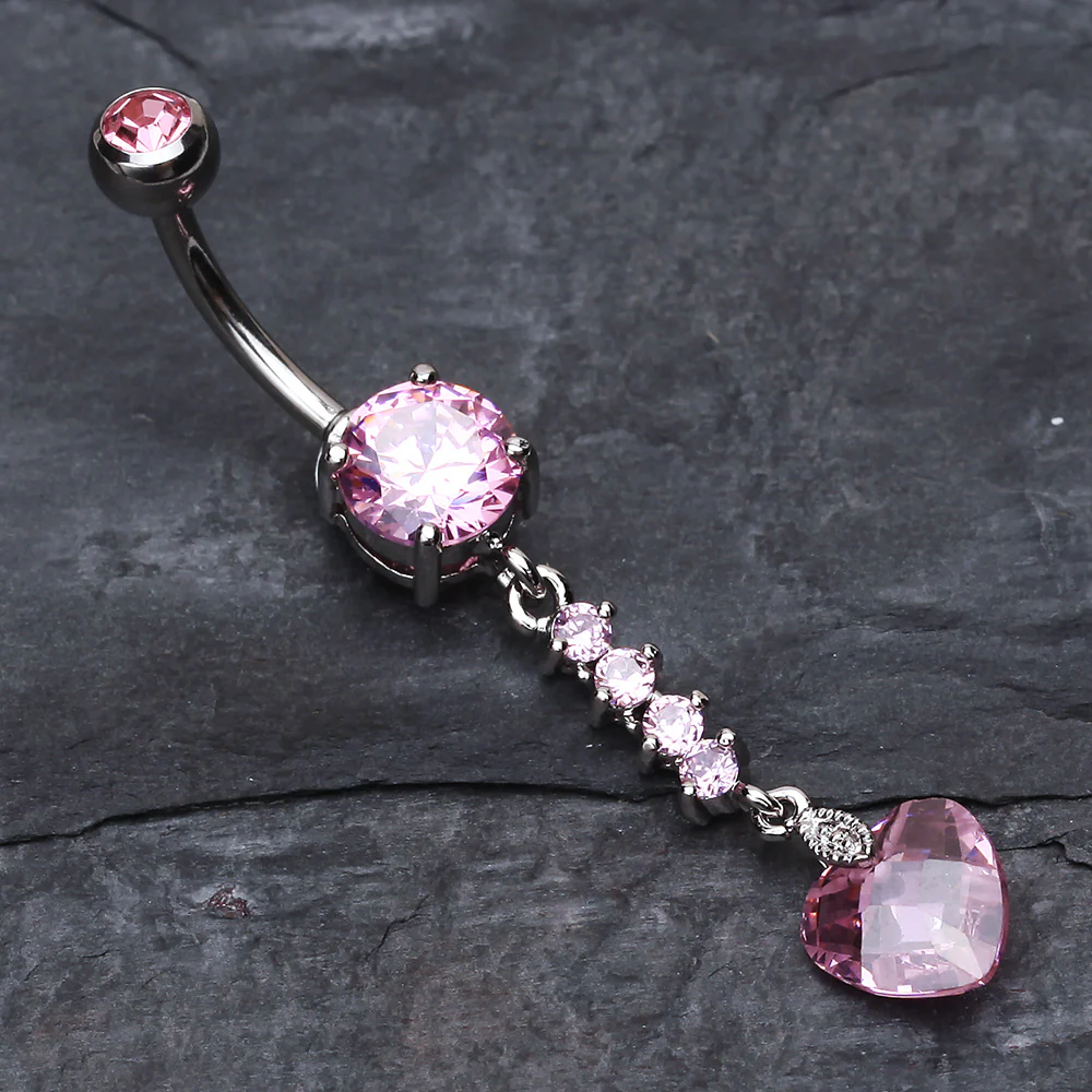 Heart Droplet Belly Button Ring - Image 3