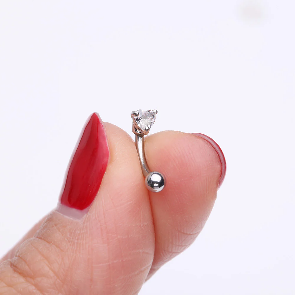 Heart Gem Sparkle Prong Curved Barbell - Image 3
