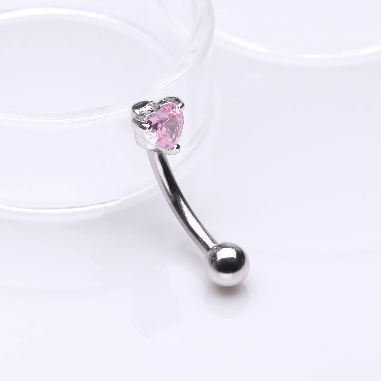 Heart Gem Sparkle Prong Curved Barbell - Image 2
