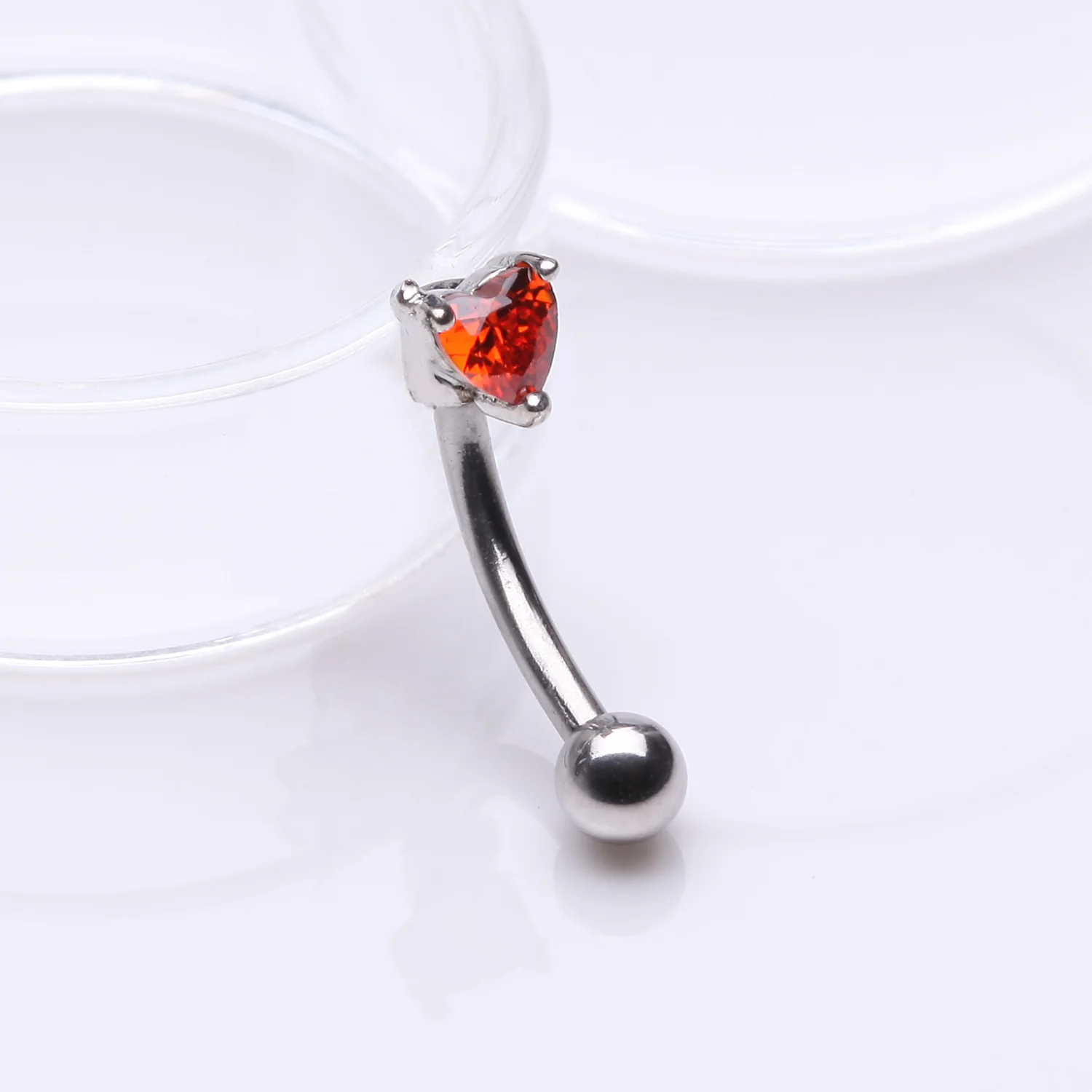 Heart Gem Sparkle Prong Curved Barbell - Image 2