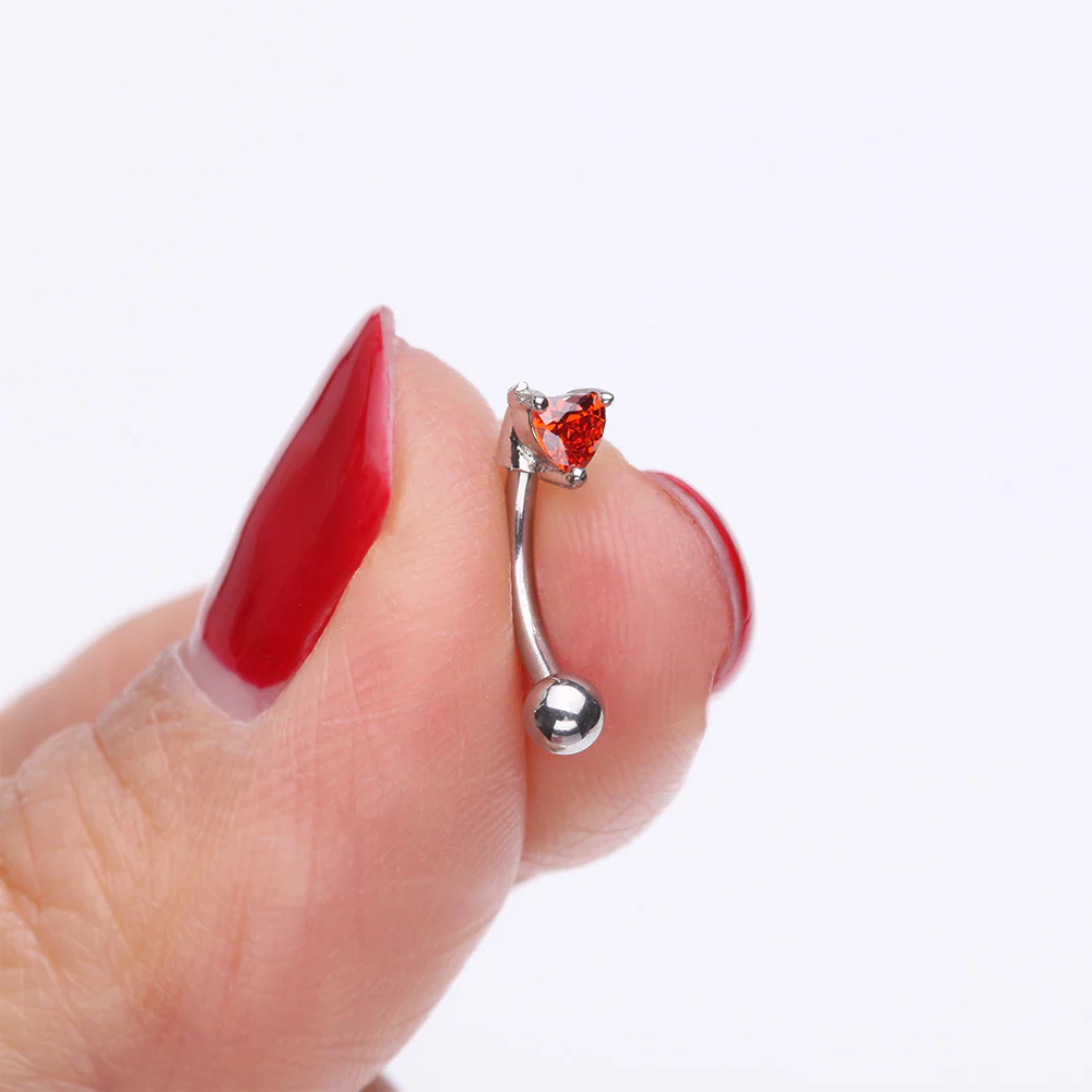 Heart Gem Sparkle Prong Curved Barbell - Image 3