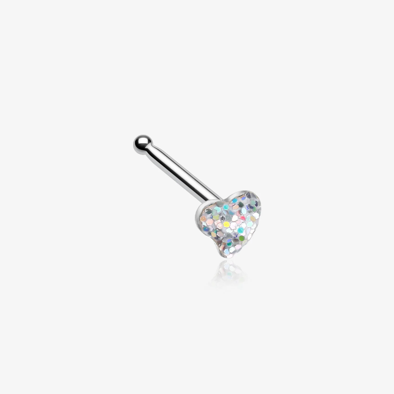 Heart Glitter Sparkle Nose Stud Ring