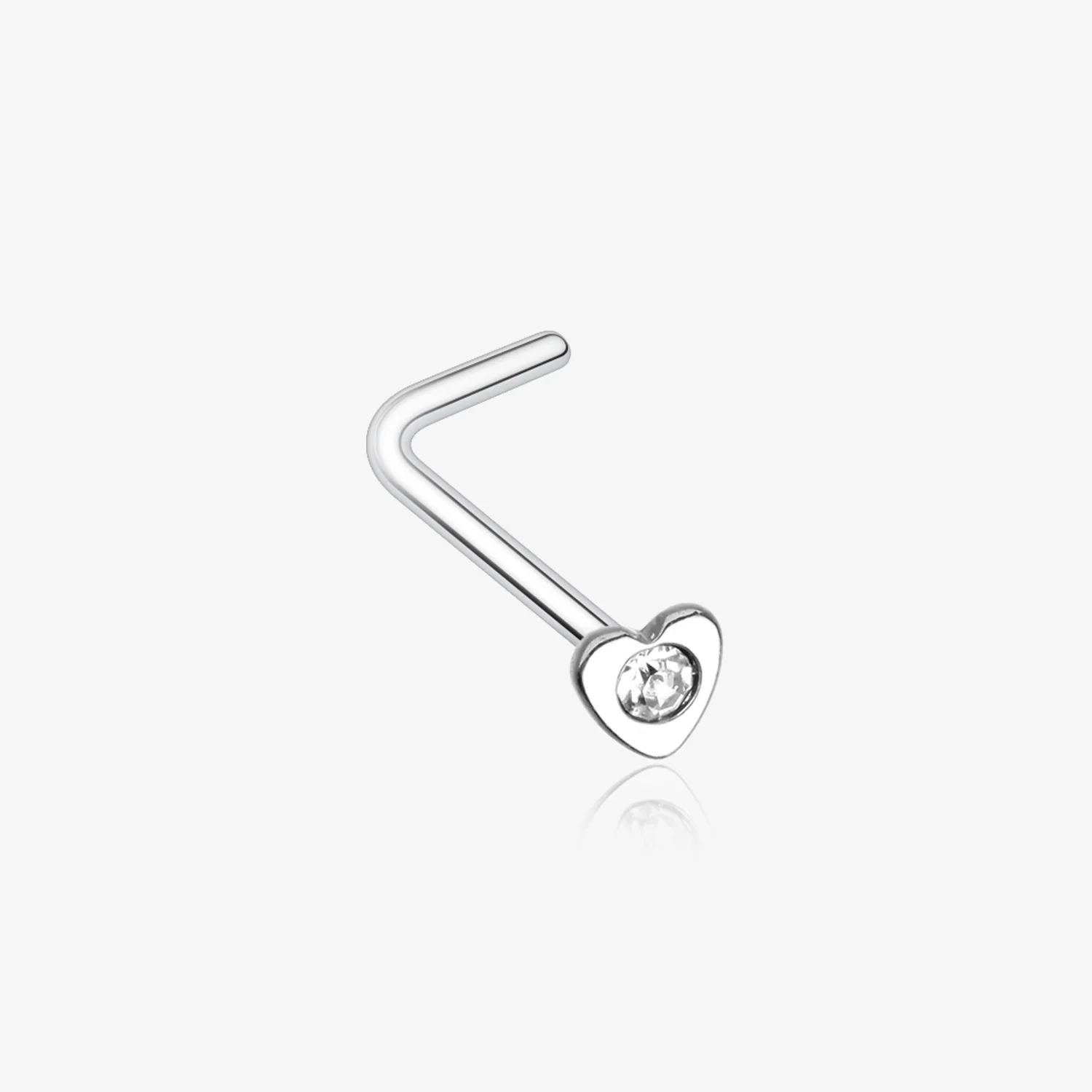 Heart Icon Sparkle L-Shaped Nose Ring