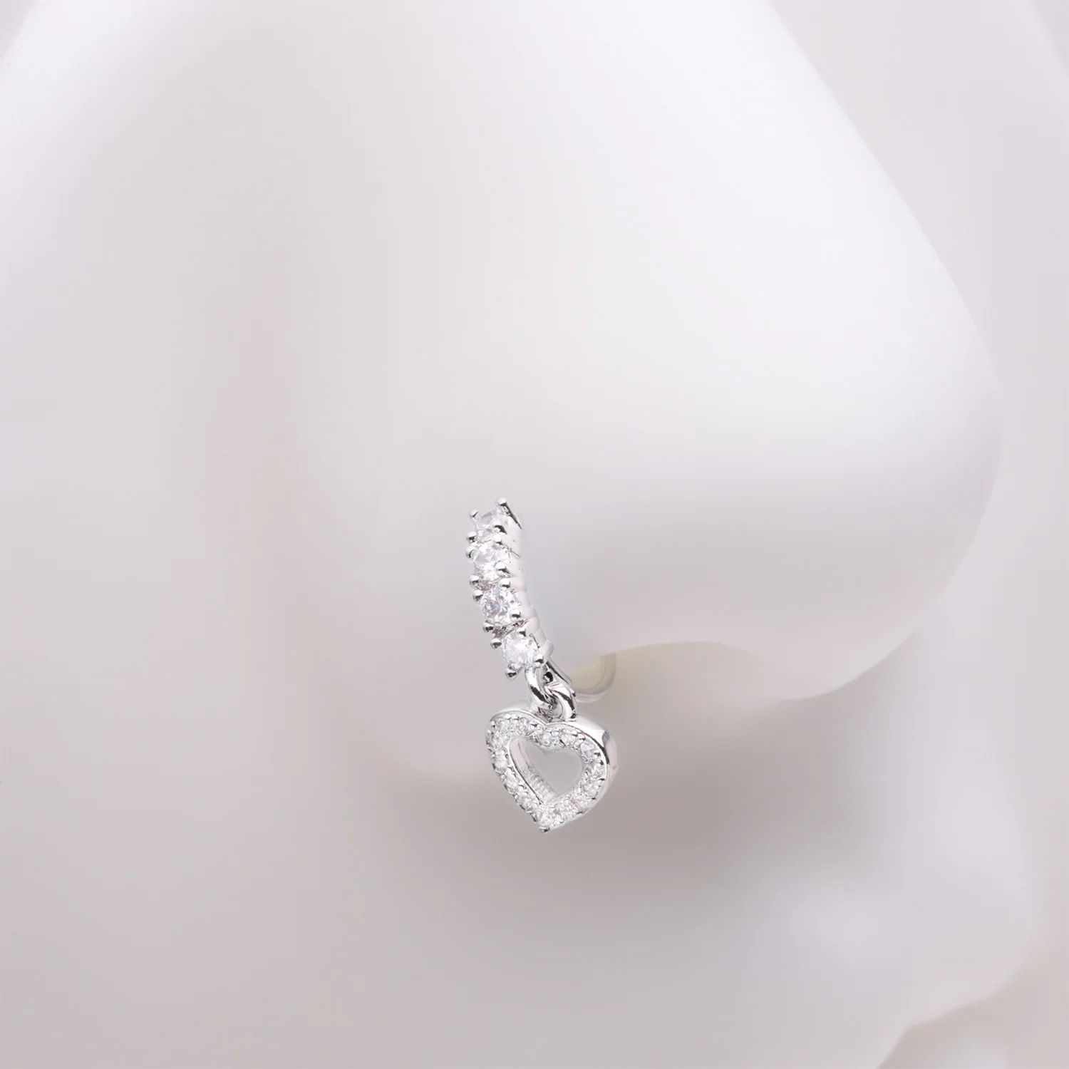 Heart Loop Sparkle Dangle Multi-Gem Lined Bendable Hoop Ring - Image 2
