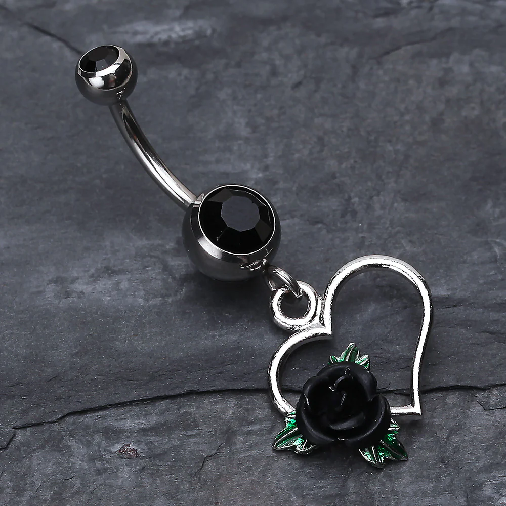 Heart Rose Belly Ring - Image 3