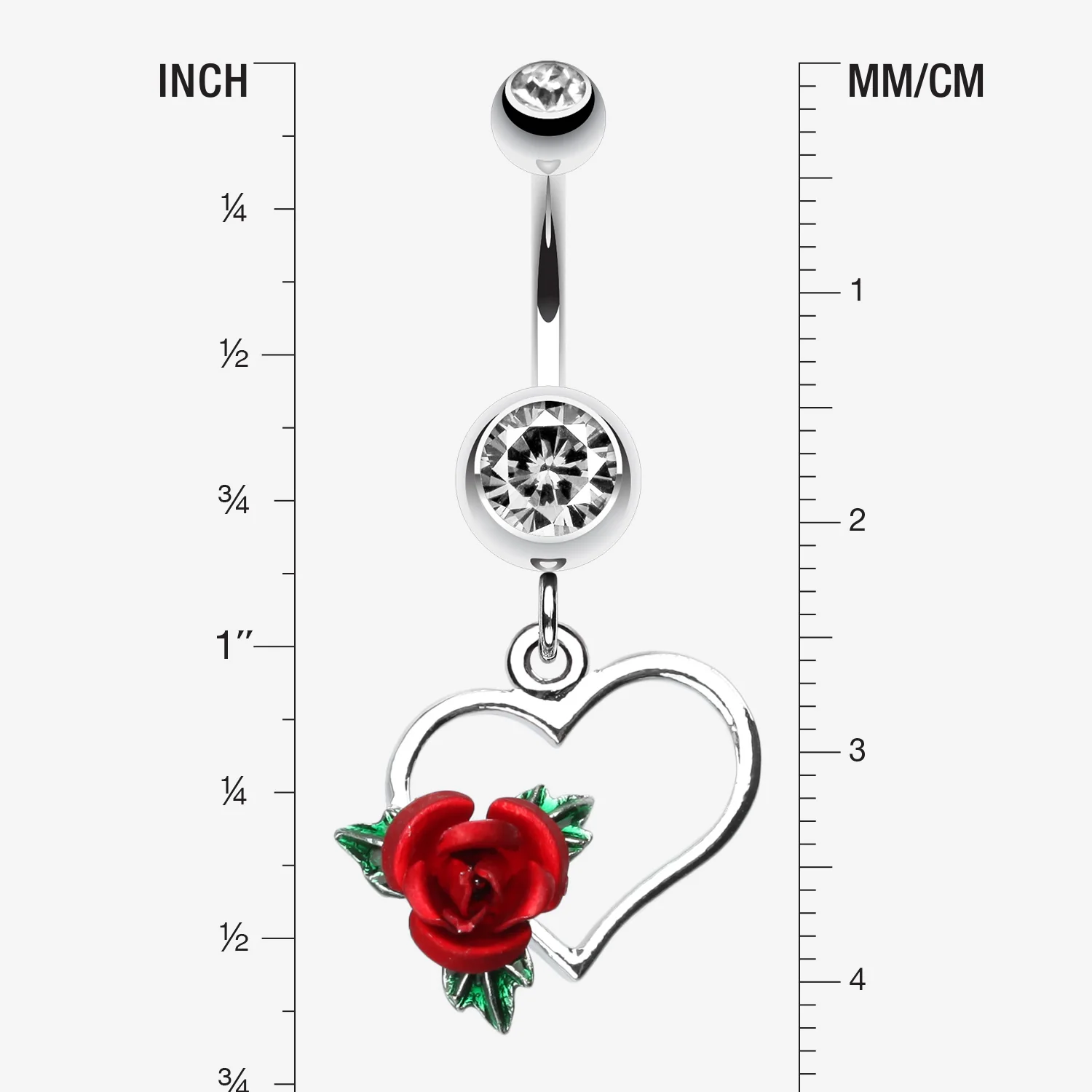 Heart Rose Belly Ring - Image 2
