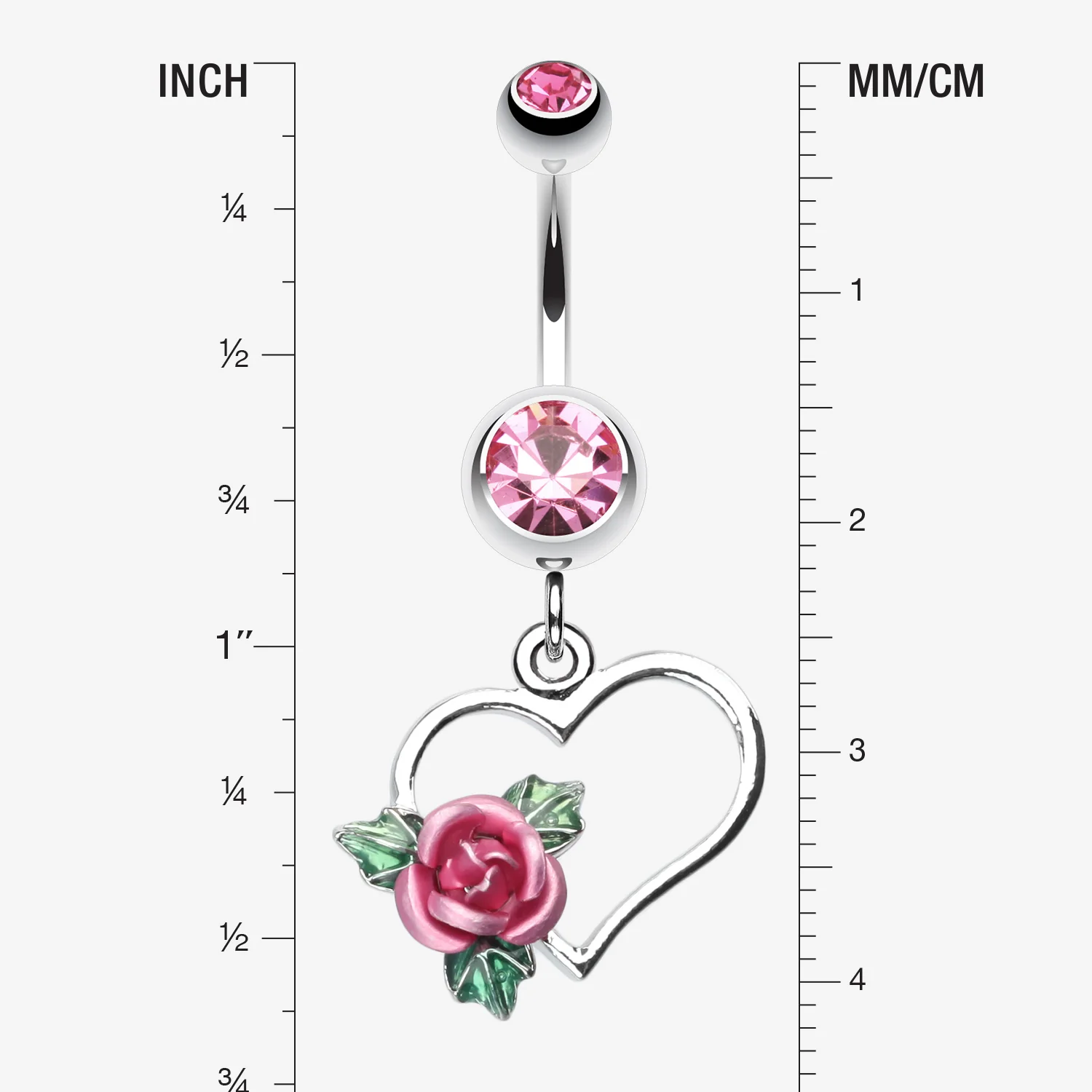 Heart Rose Belly Ring - Image 2
