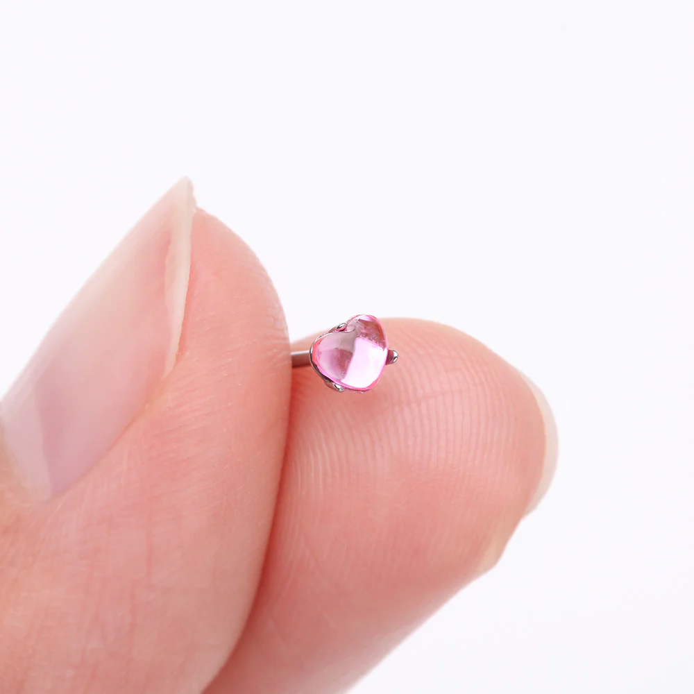 Heart Sparkle Gem L-Shaped Nose Ring - Image 3