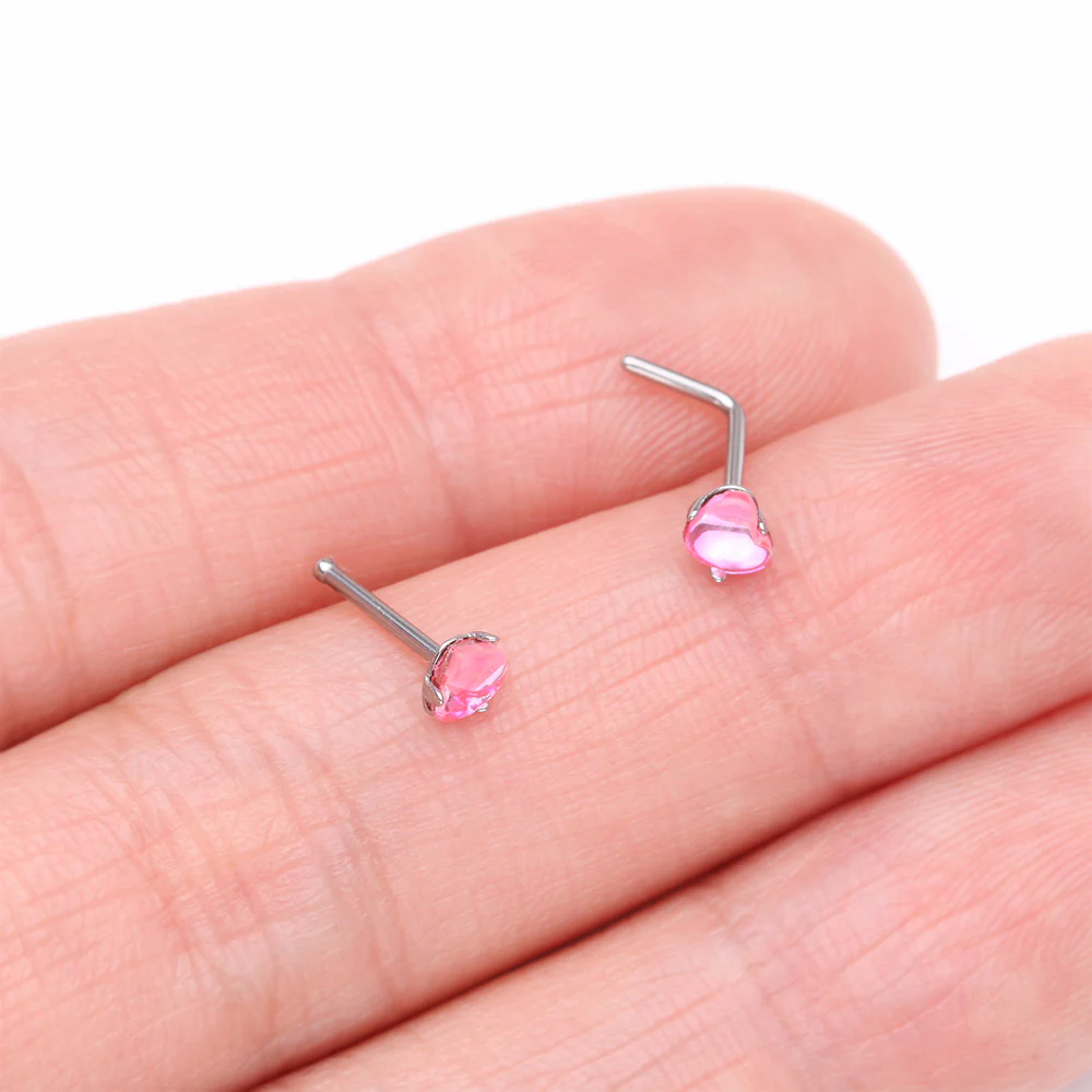 Heart Sparkle Gem Nose Stud Ring - Image 4