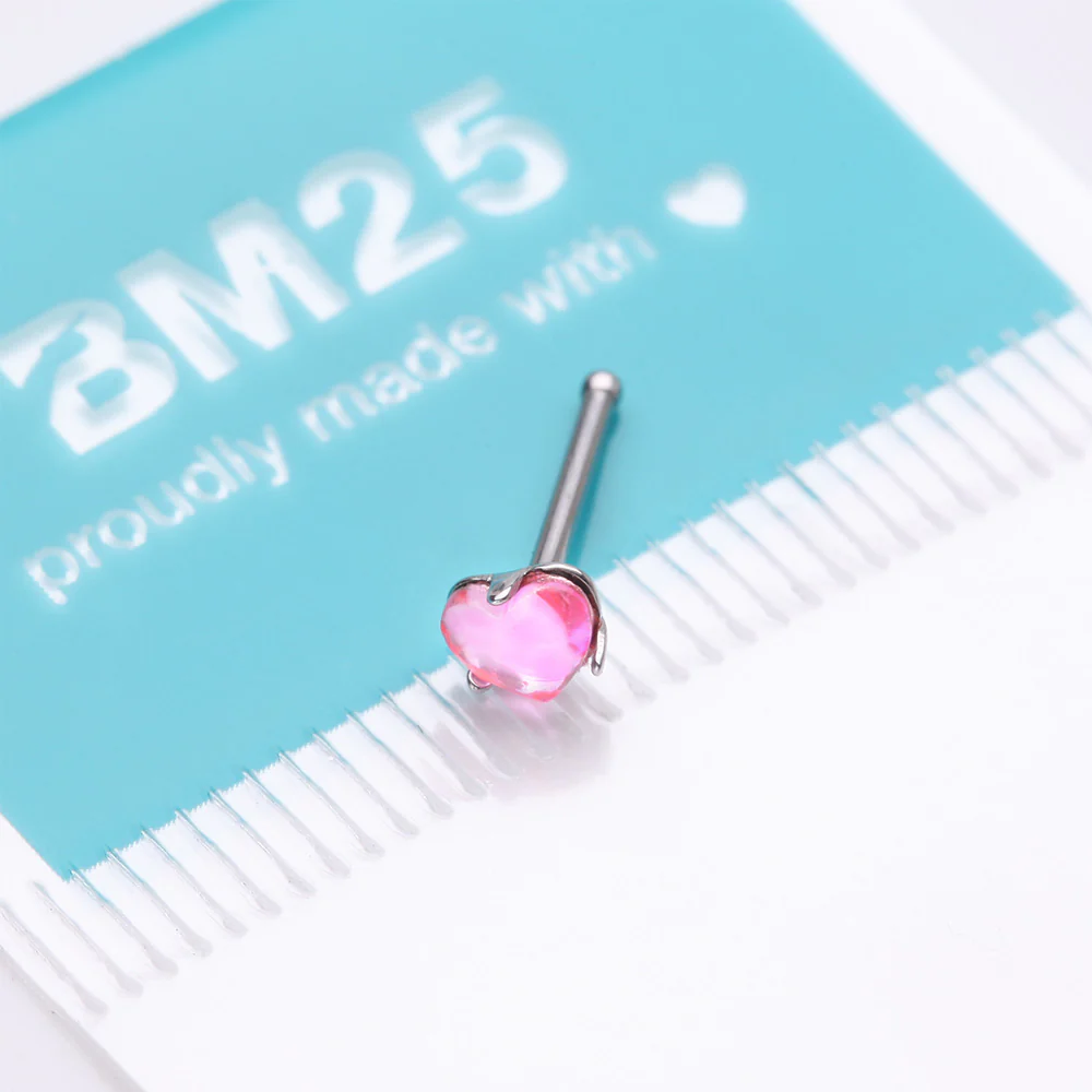 Heart Sparkle Gem Nose Stud Ring - Image 5