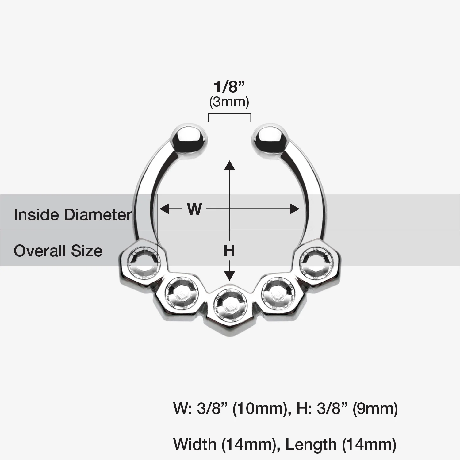 Hexa Gemina Sparkle Fake Septum Clip-On Ring - Image 2