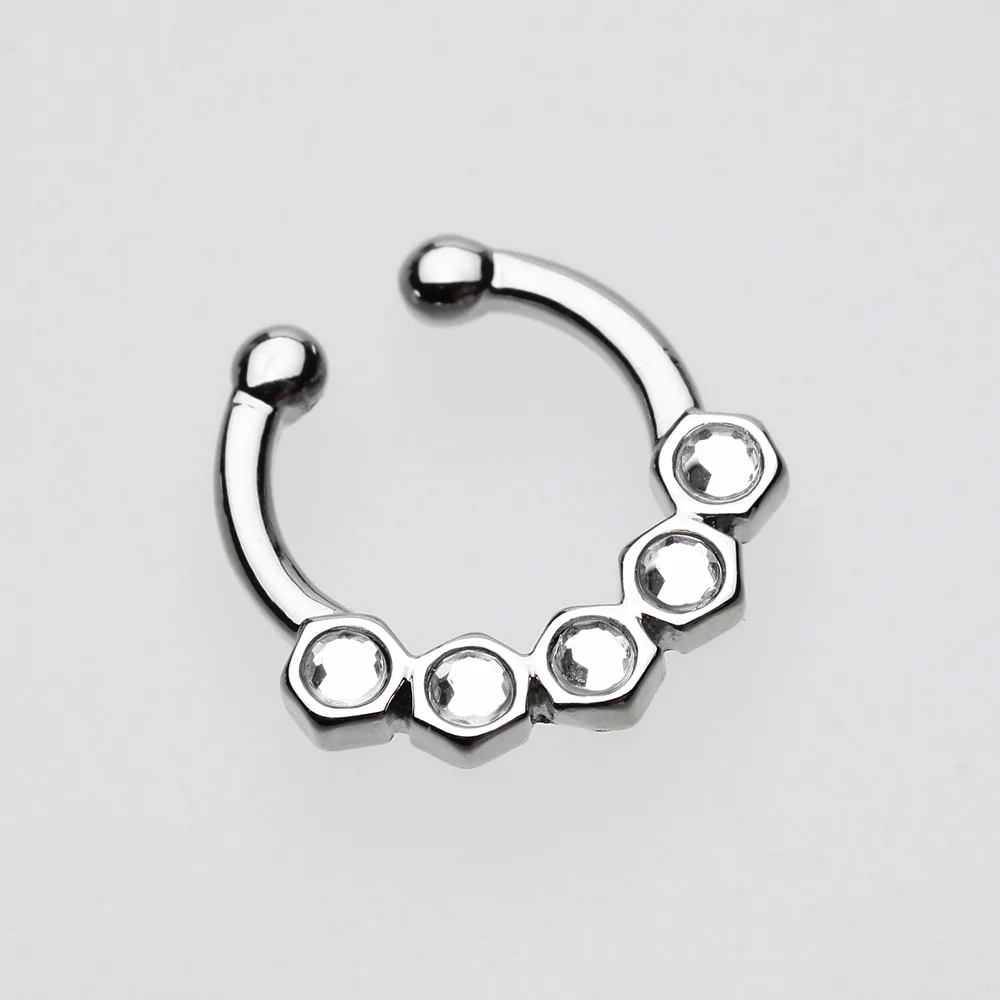 Hexa Gemina Sparkle Fake Septum Clip-On Ring - Image 3