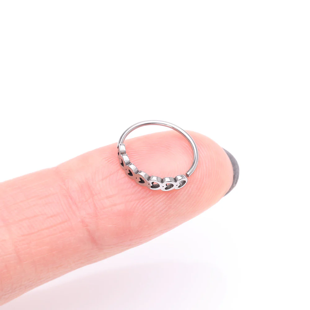 Hollow Heart Infinite Steel Bendable Hoop Ring - Image 3
