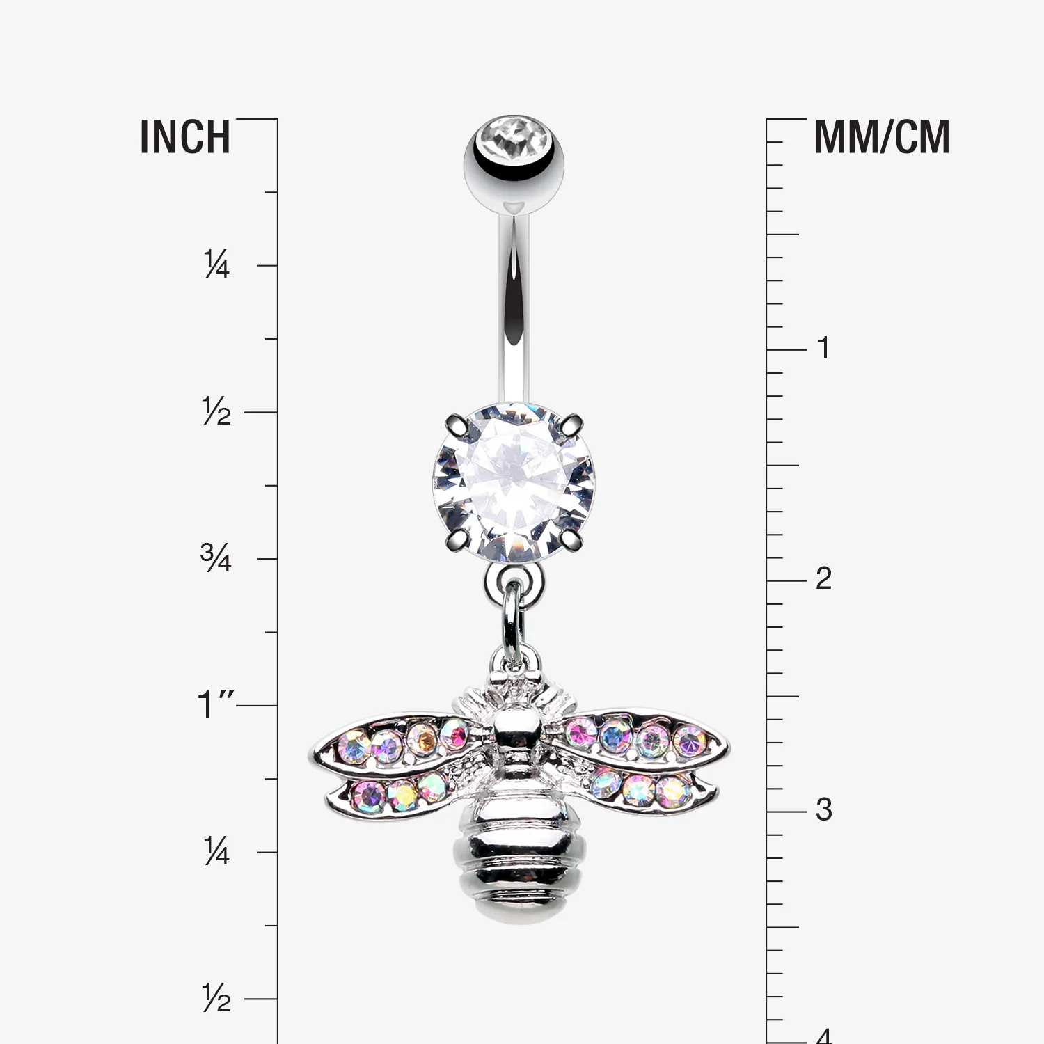 Honey Bee Sparkle Dangle Belly Button Ring - Image 2