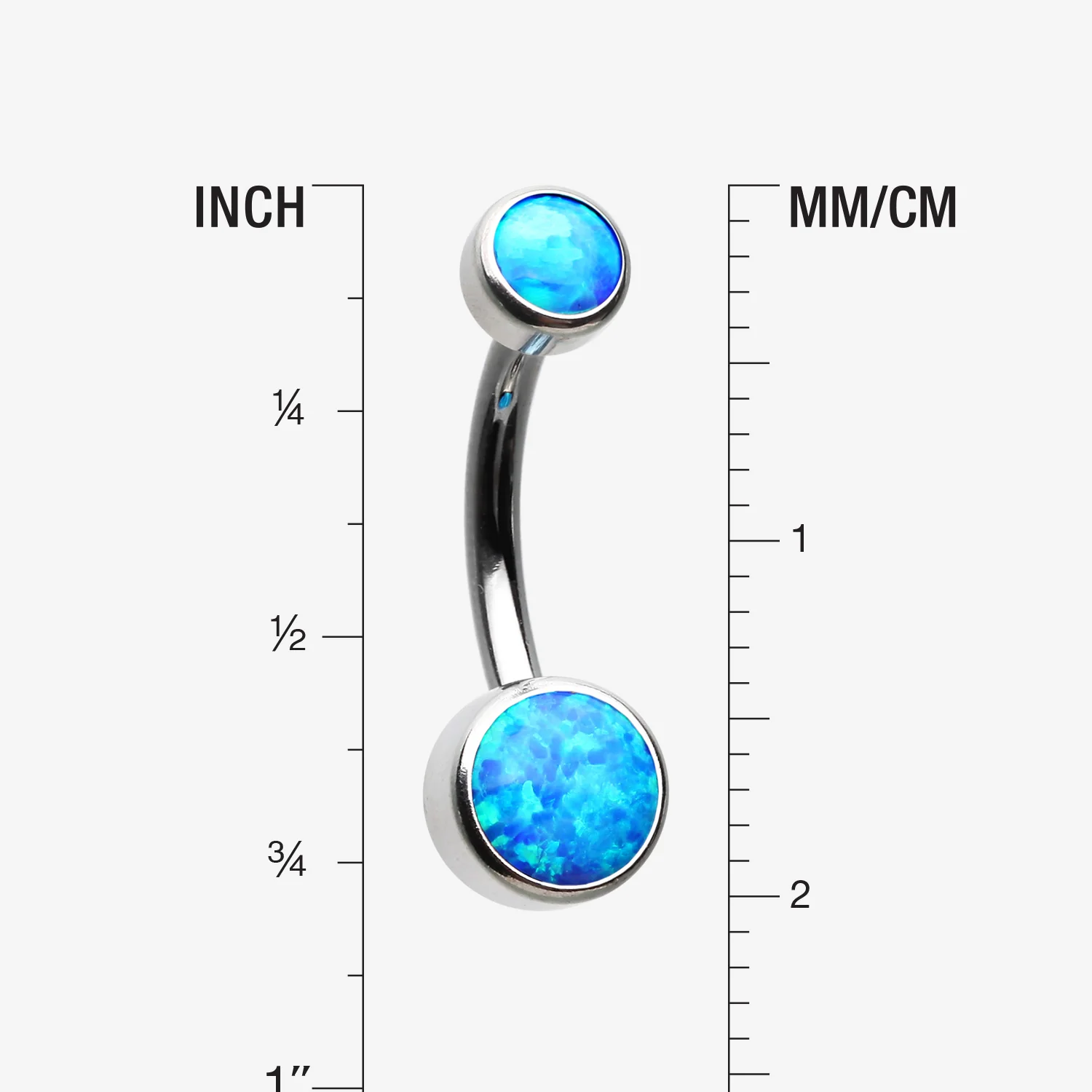 Implant Grade Fire Opal Titanium Internally Threaded Bezel Set Belly Button Ring - Image 2