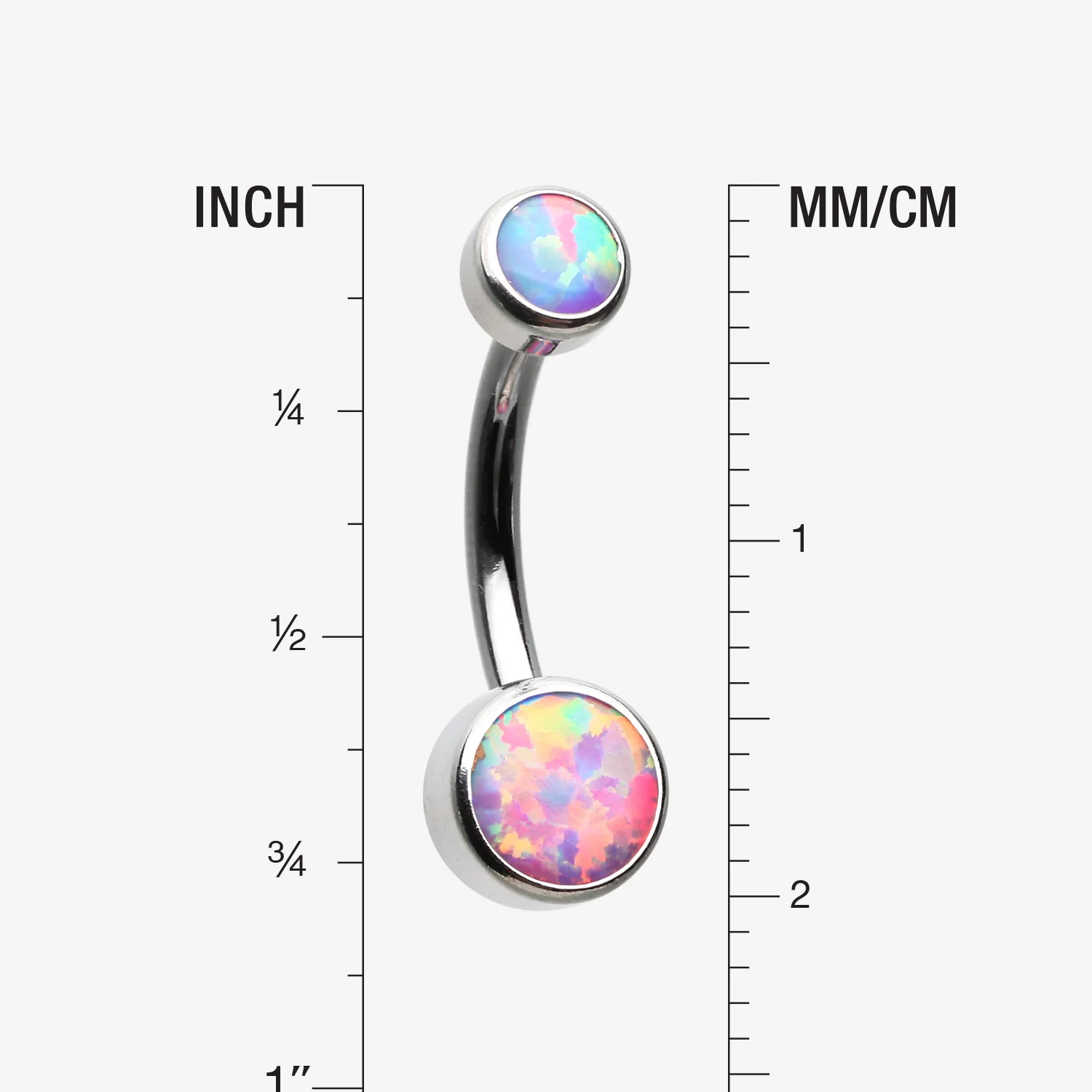Implant Grade Fire Opal Titanium Internally Threaded Bezel Set Belly Button Ring - Image 2